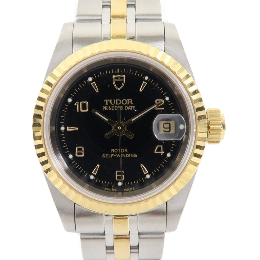 TUDOR Princess不鏽鋼/18K黃金手錶自動機芯黑色