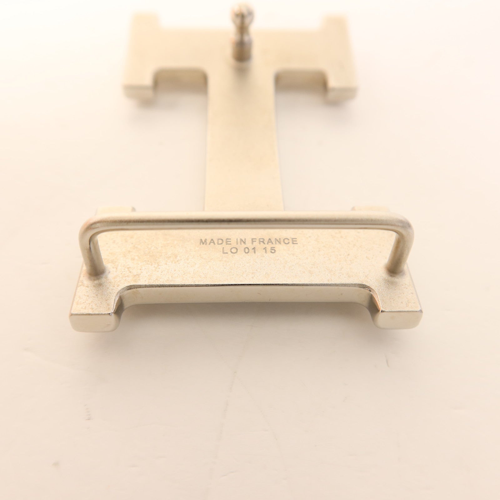 HERMES Togo/Box皮革H Belt銀扣皮帶Noir/Etoupe