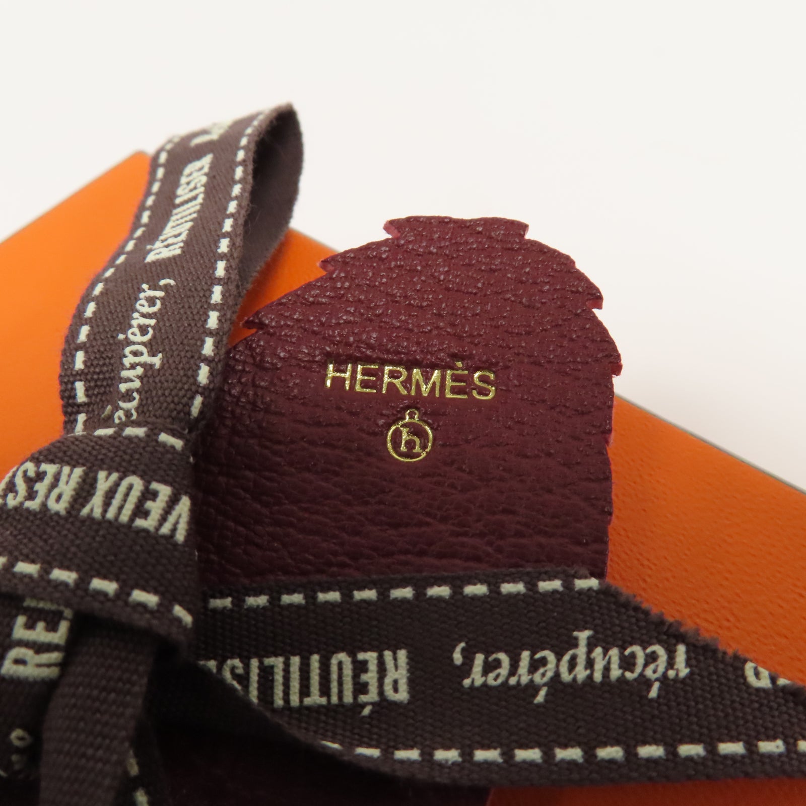 HERMES 牛皮皮革Butterfly Charm掛飾橙色/黑色