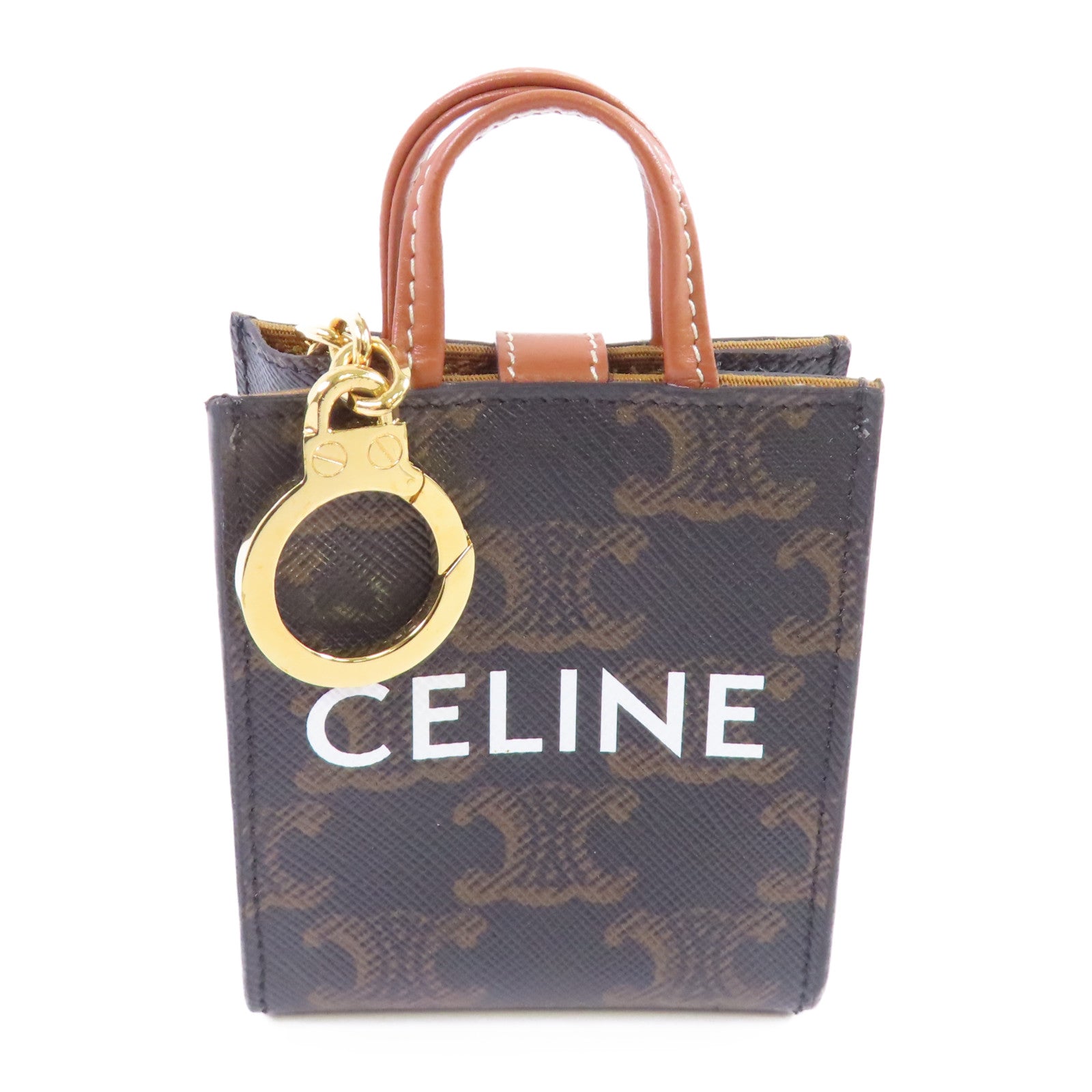 CELINE Triomphe帆布Micro Vertical Charm金扣掛飾