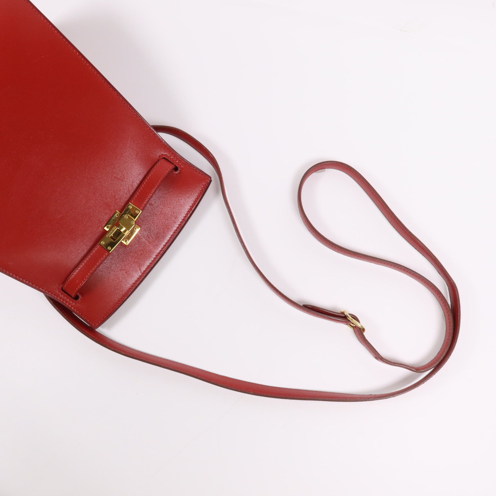 HERMES Box Calf皮革Sac Kelly Sport金扣肩背袋