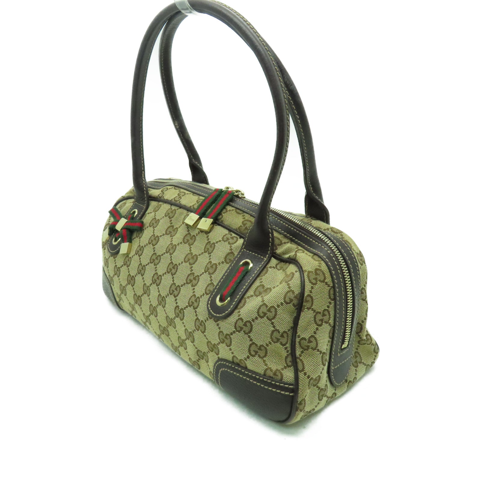 GUCCI 【激減優惠】帆布Shoulder Bag金扣肩背袋啡色