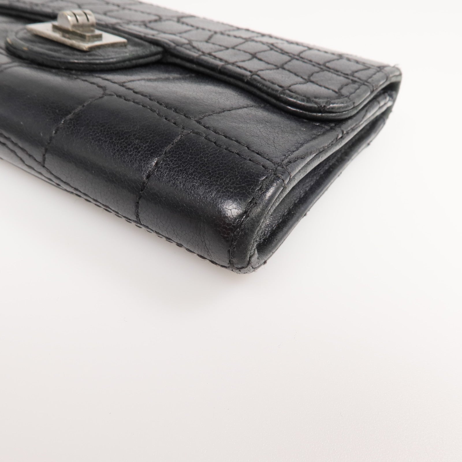 CHANEL 【激減優惠】牛皮皮革2.55 Wallet銀扣錢包