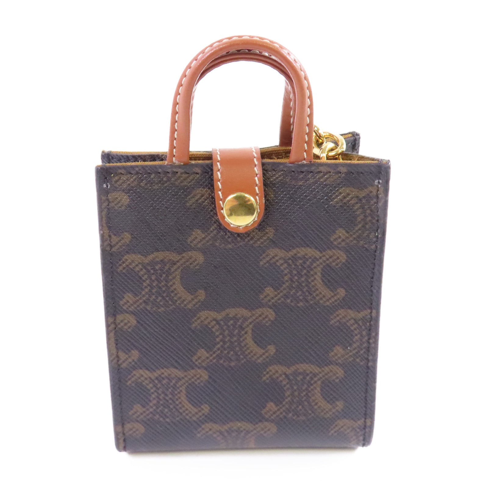 CELINE Triomphe帆布Micro Vertical Charm金扣掛飾