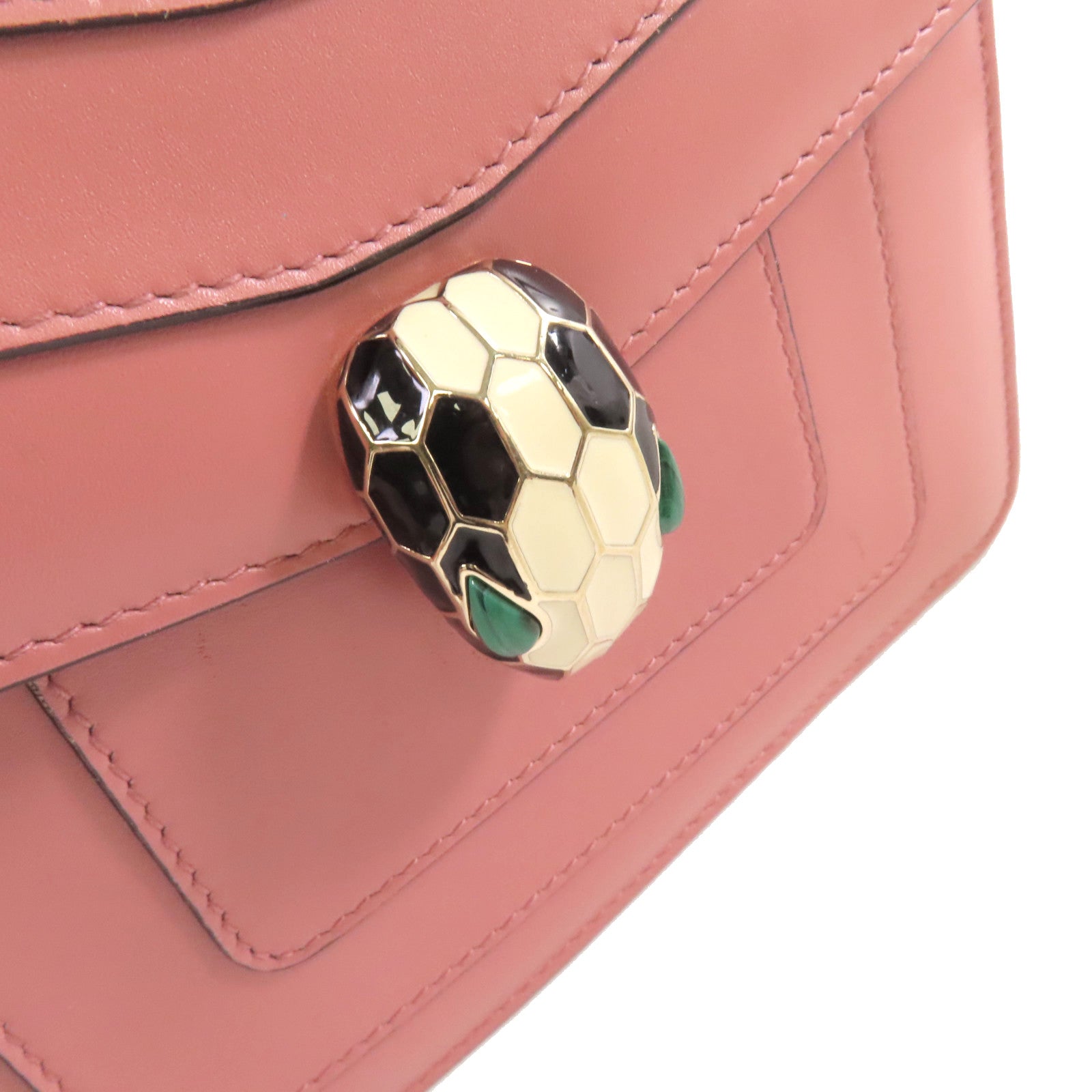 BVLGARI 【激減優惠】牛皮皮革Serpenti Forever Small Shoulder Bag銀扣鏈帶肩背粉紅色