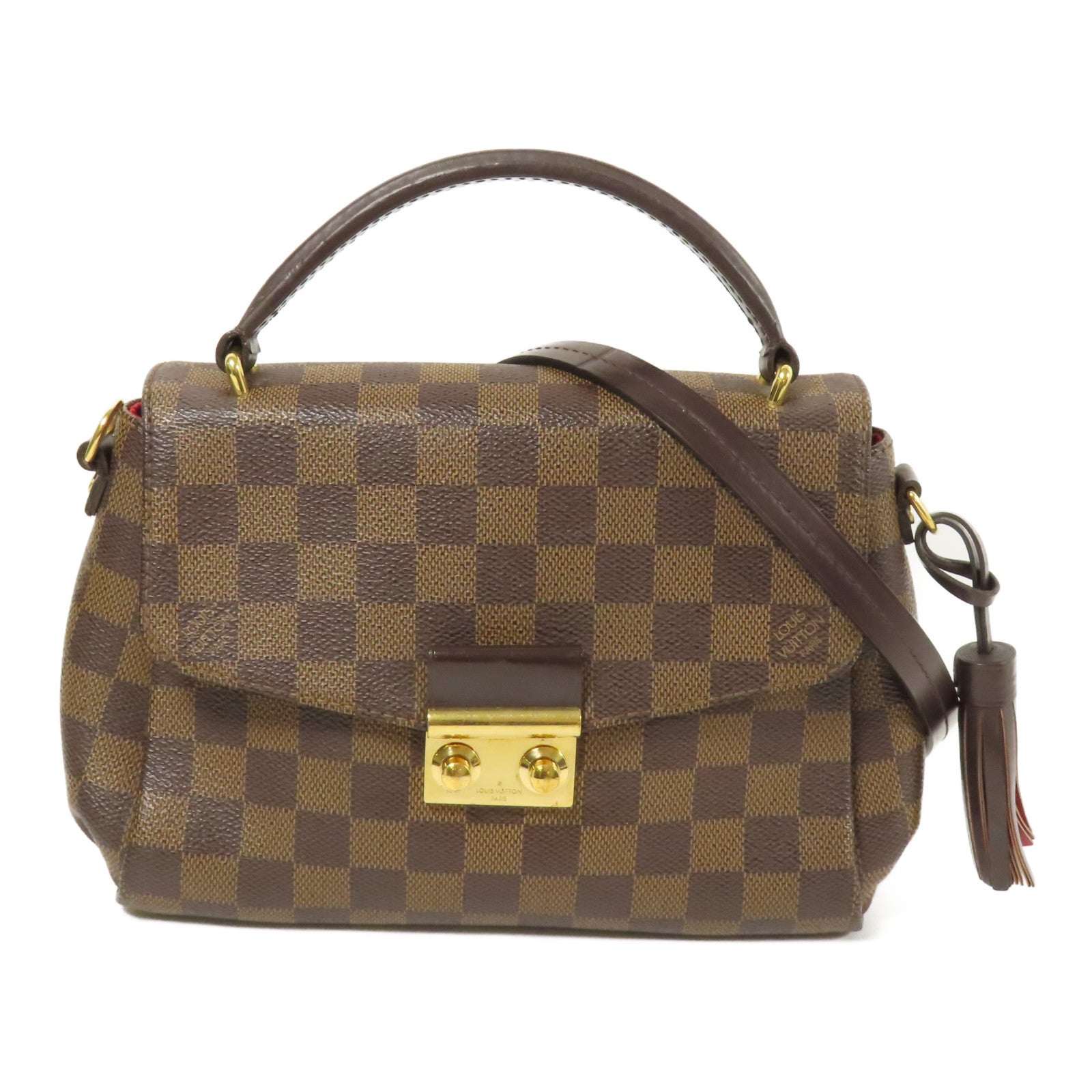 LOUIS VUITTON Damier Croisette金扣手挽肩背兩用袋