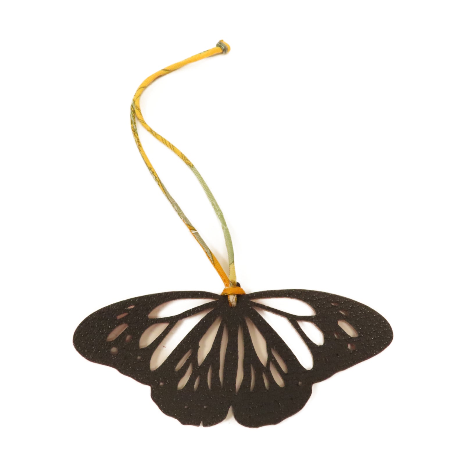 HERMES 牛皮皮革Butterfly Charm掛飾橙色/黑色