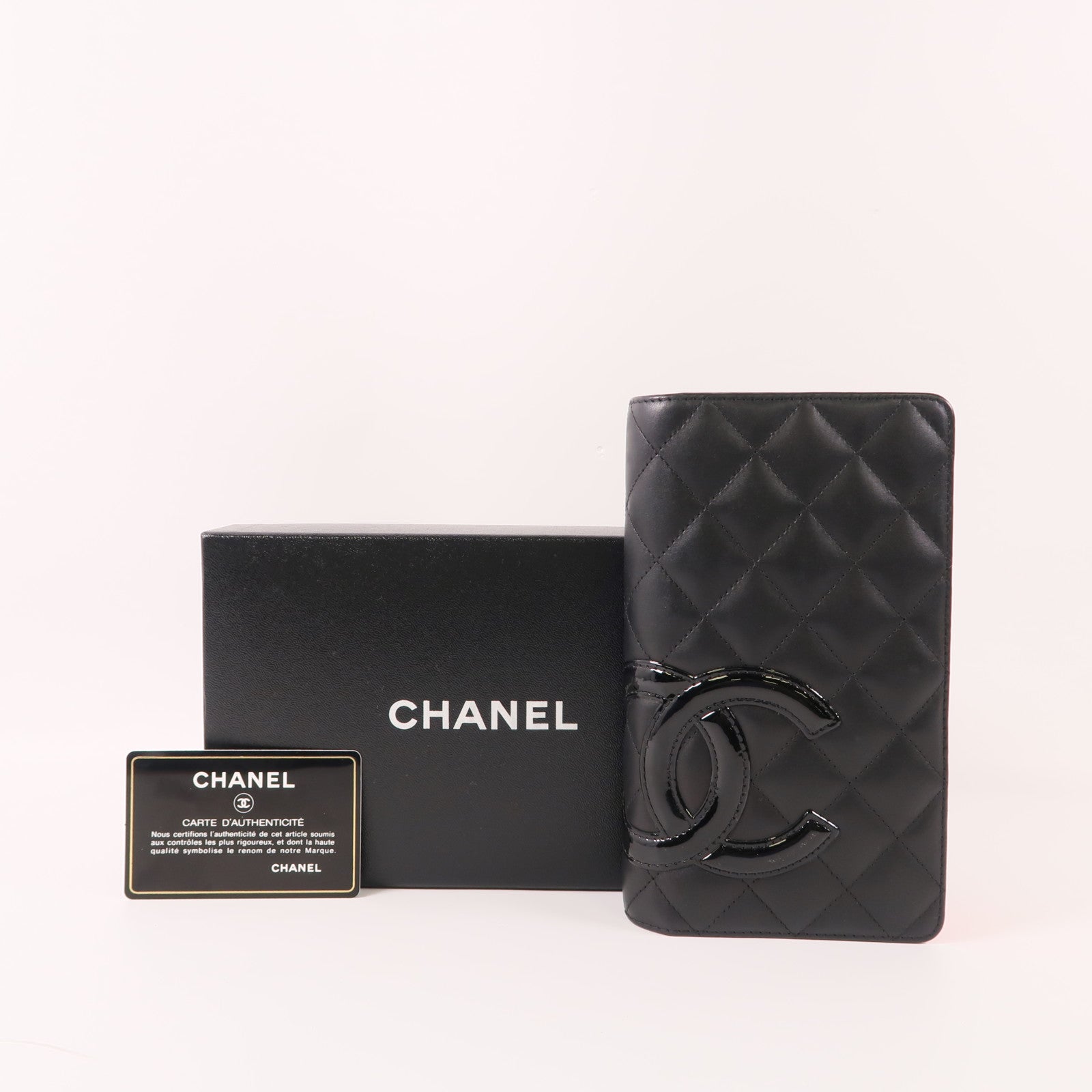 CHANEL 牛皮皮革Cambon Long Bifold Wallet銀扣長錢包