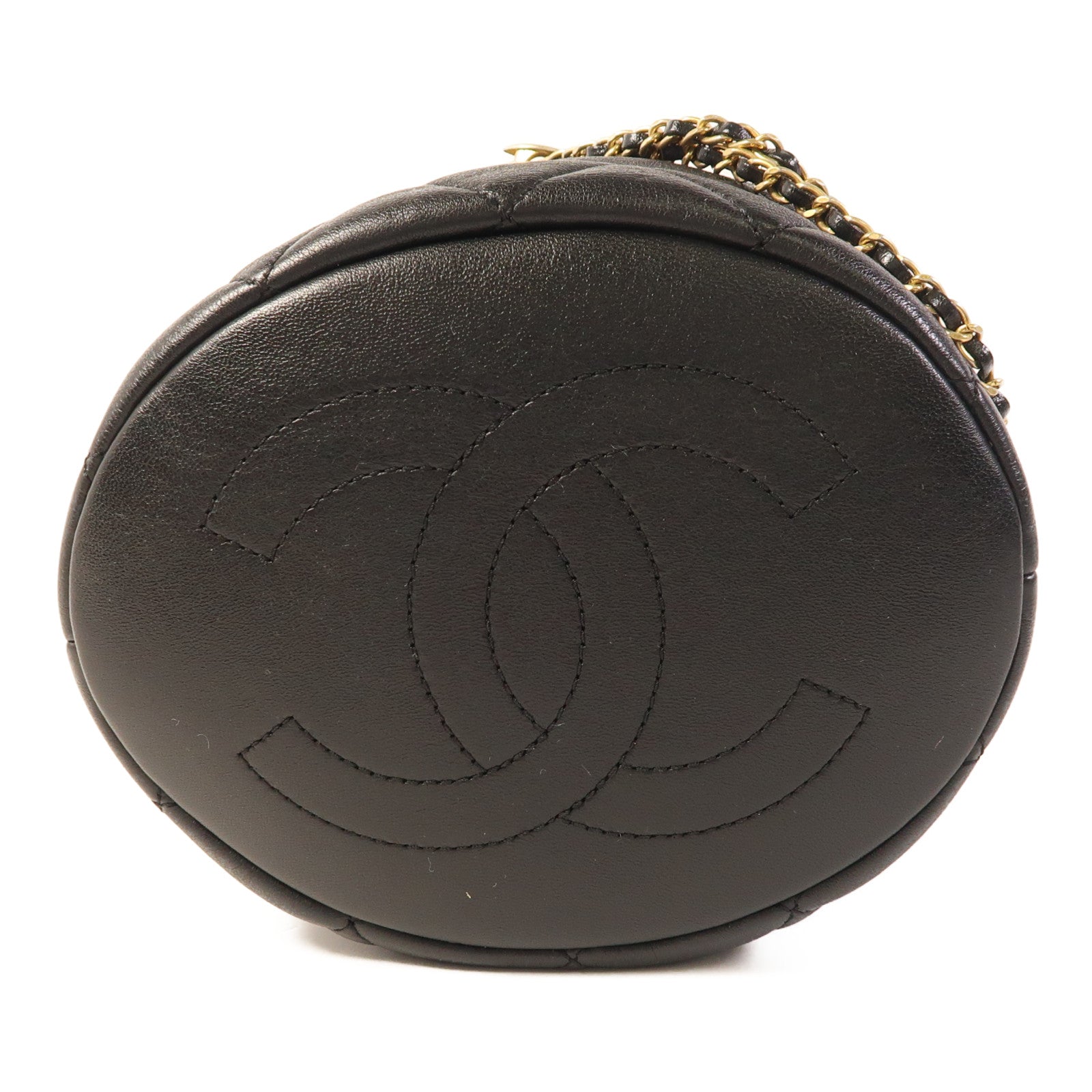 CHANEL 羊皮皮革Bucket Bag With Pearl Handle金扣手挽肩背兩用袋