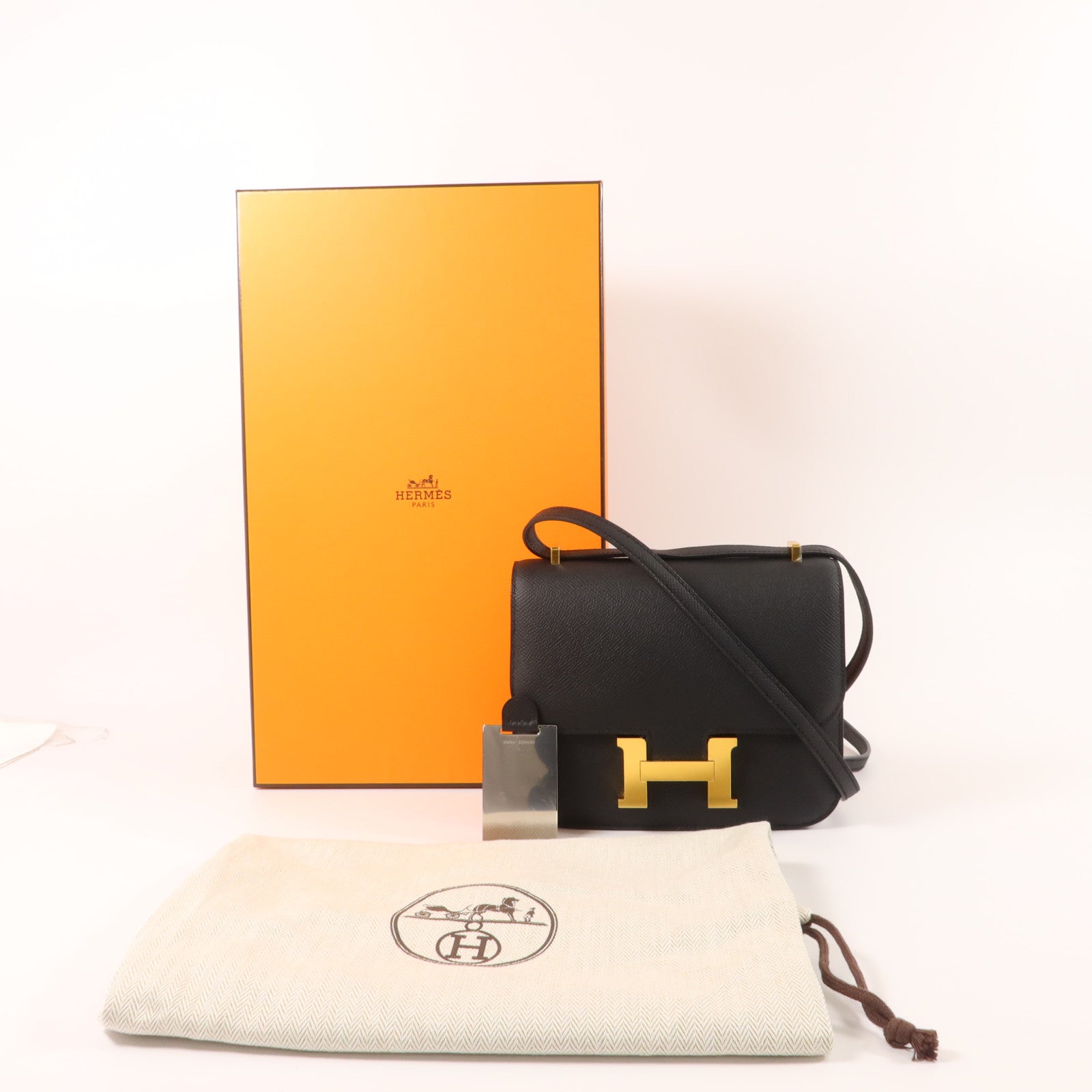 HERMES Epsom皮革Constance Mini肩背袋Noir