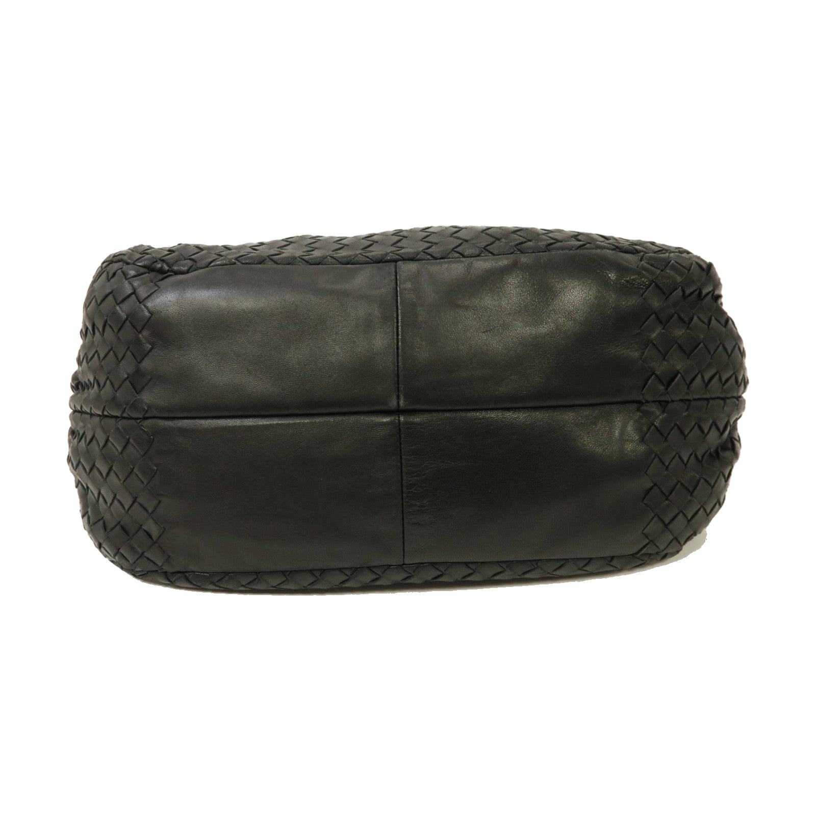 BOTTEGA VENETA 織紋皮革Shoulder Bag銀扣肩背袋黑色