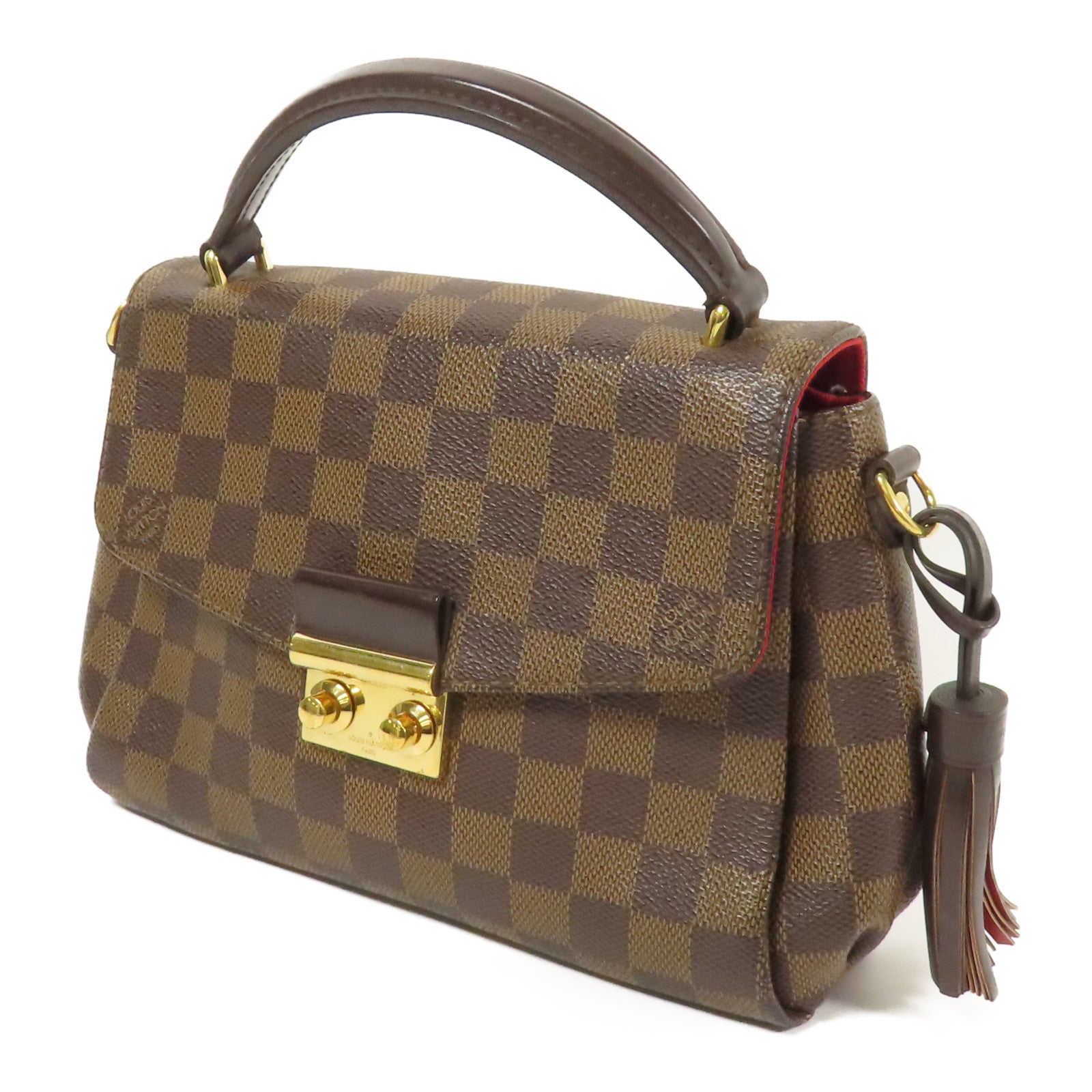 LOUIS VUITTON Damier Croisette金扣手挽肩背兩用袋