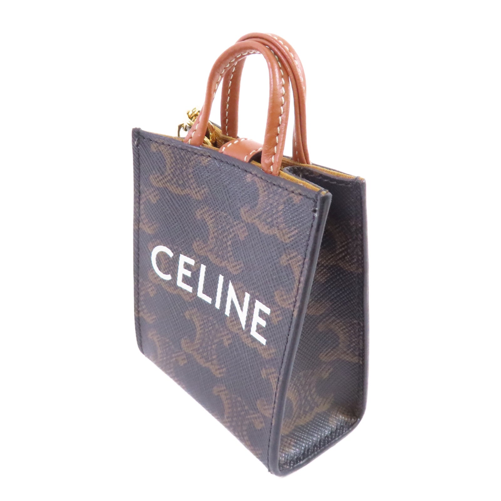 CELINE Triomphe帆布Micro Vertical Charm金扣掛飾