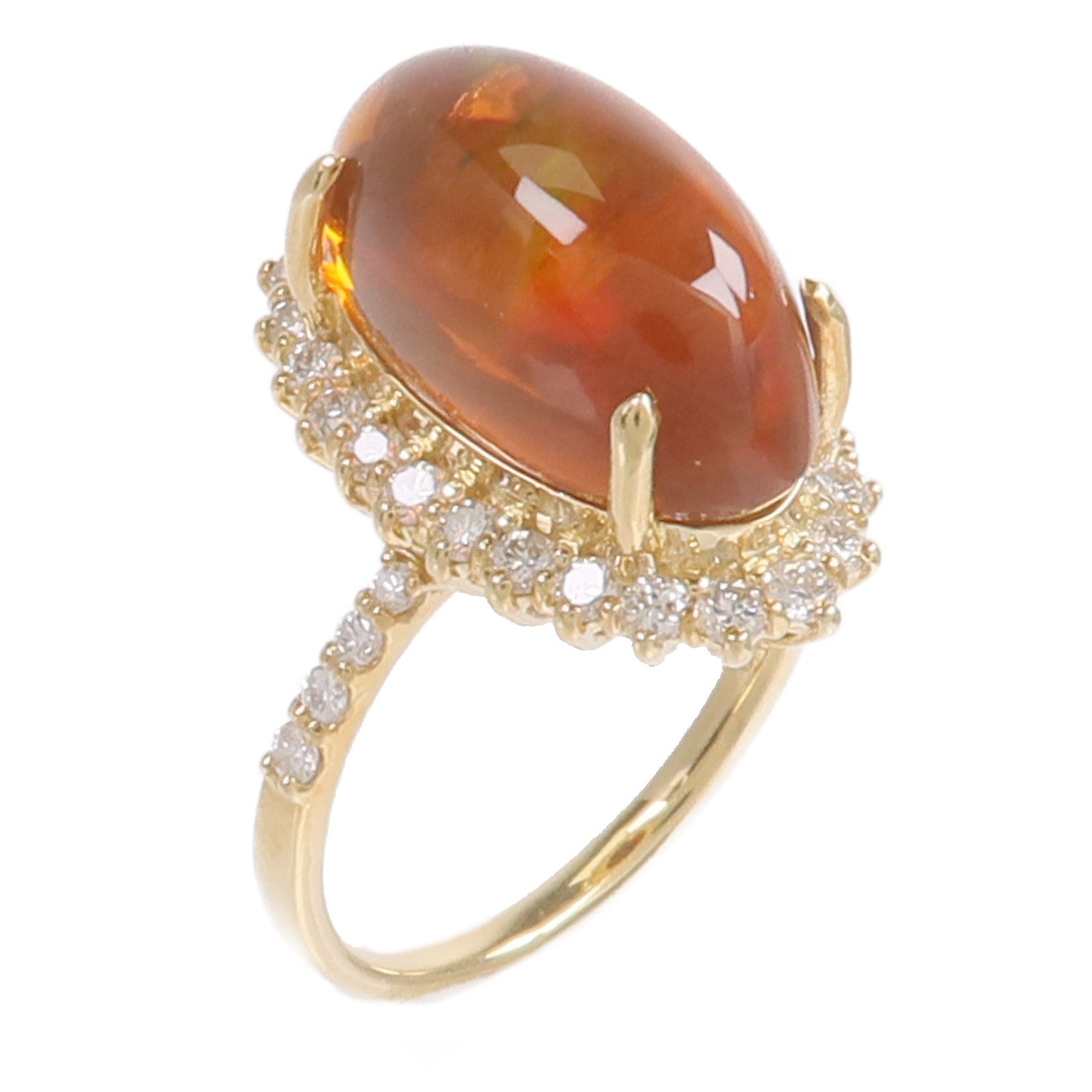 JEWELRY 18K黃金Fire Opal Diamond Ring火澳寶鑽石戒指