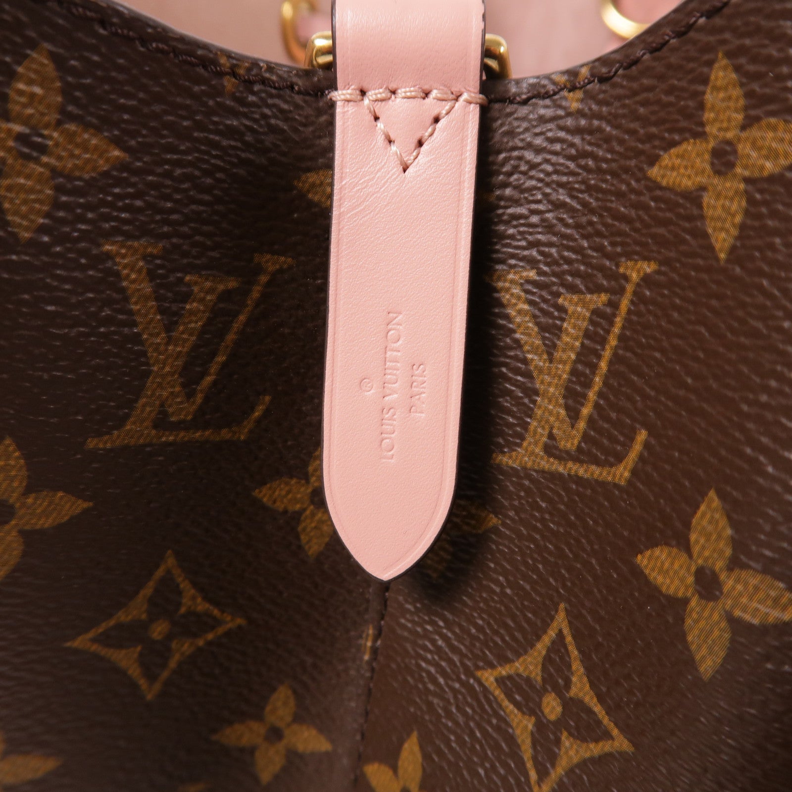 LOUIS VUITTON Monogram Neo Noe MM金扣肩背袋棕色/粉紅色