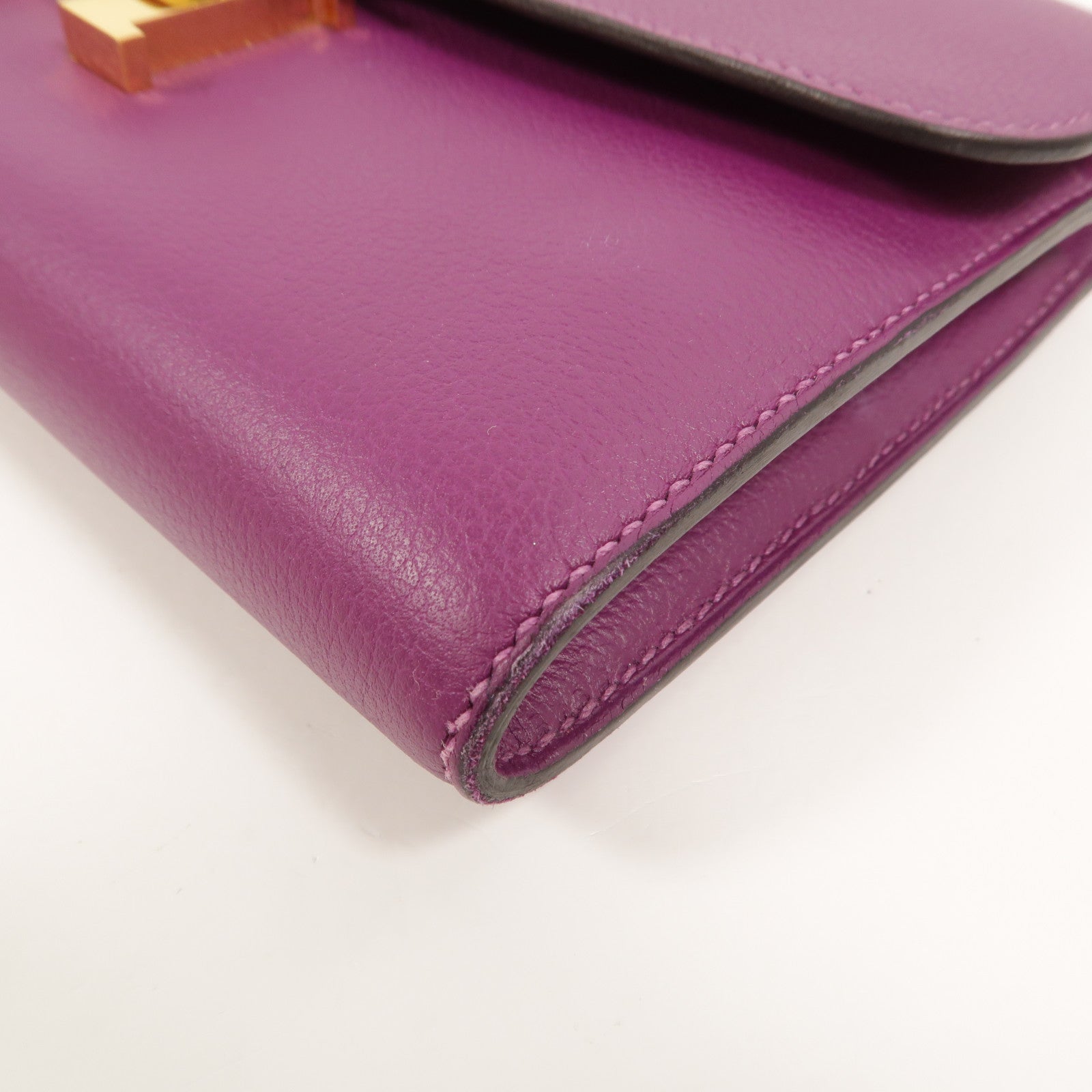 HERMES Evercolor皮革Constance Long Wallet長錢包Anemone