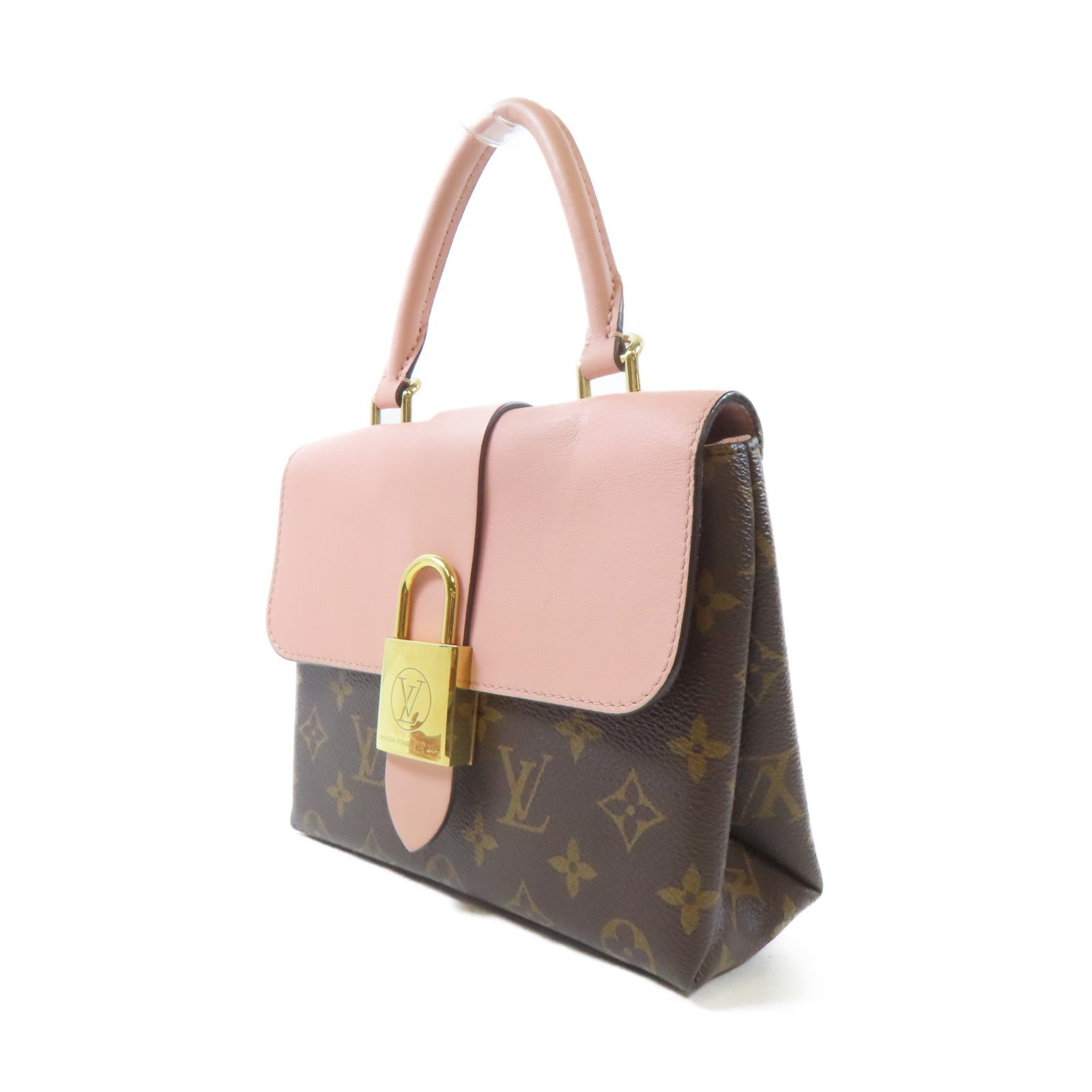 LOUIS VUITTON Monogram Locky BB金扣手挽肩背兩用袋啡色/粉紅色