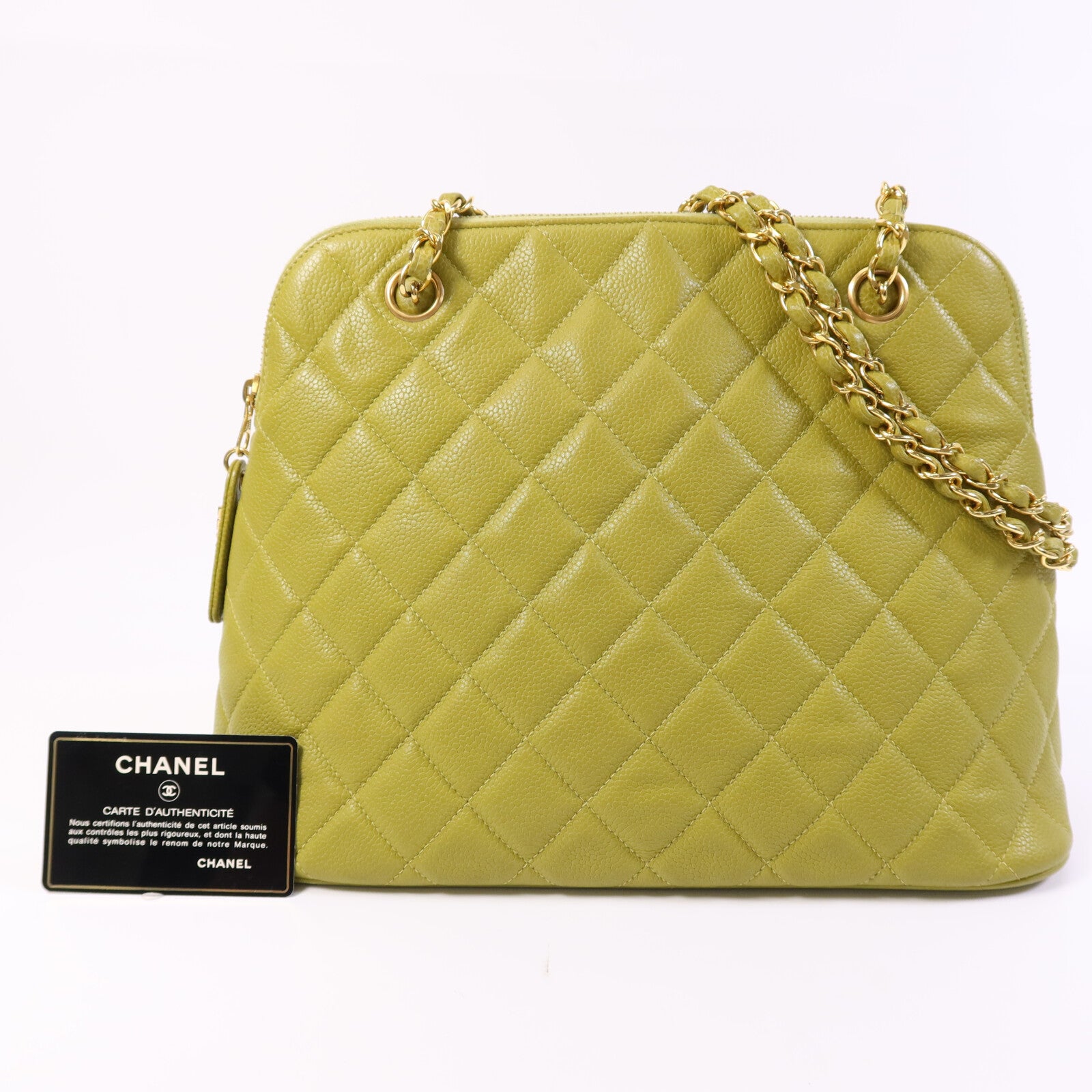 CHANEL 牛皮皮革Shoulder Bag金扣鏈帶肩背袋