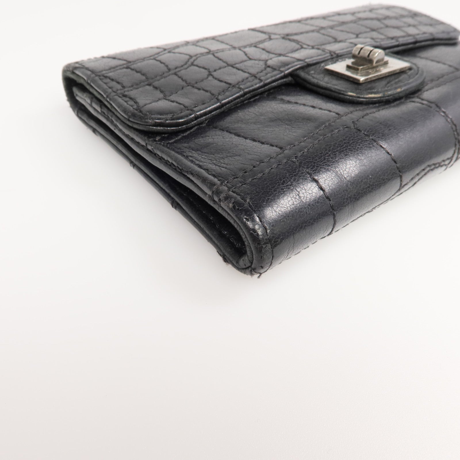 CHANEL 【激減優惠】牛皮皮革2.55 Wallet銀扣錢包