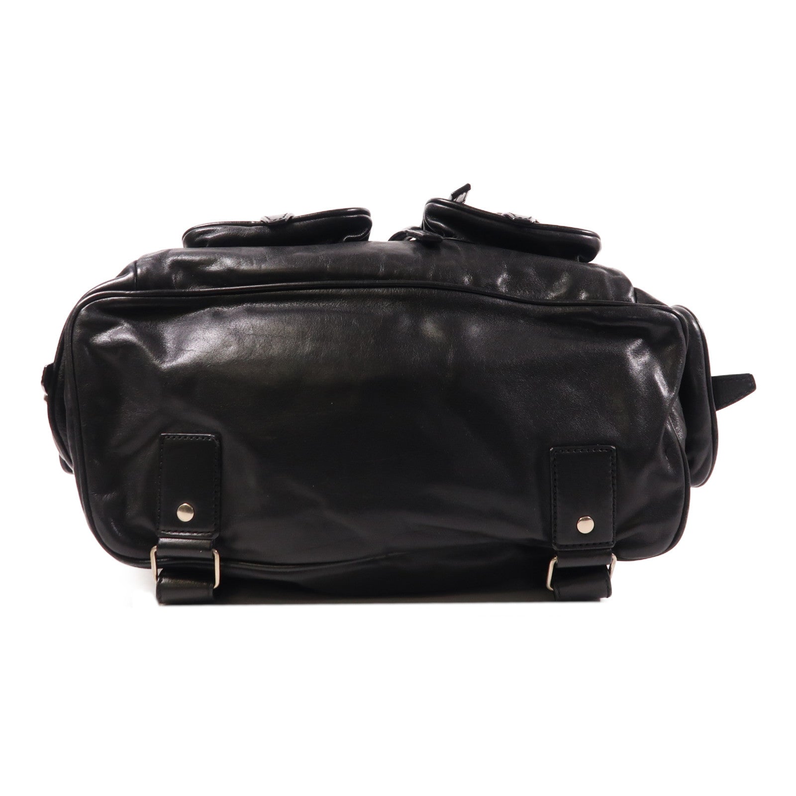 YVES SAINT LAURENT 牛皮皮革Backpack銀扣背包