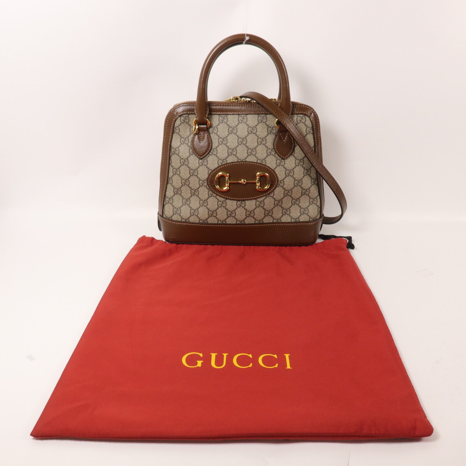 GUCCI 塗層帆布1955 Horsebit Top Handle手挽肩背兩用袋