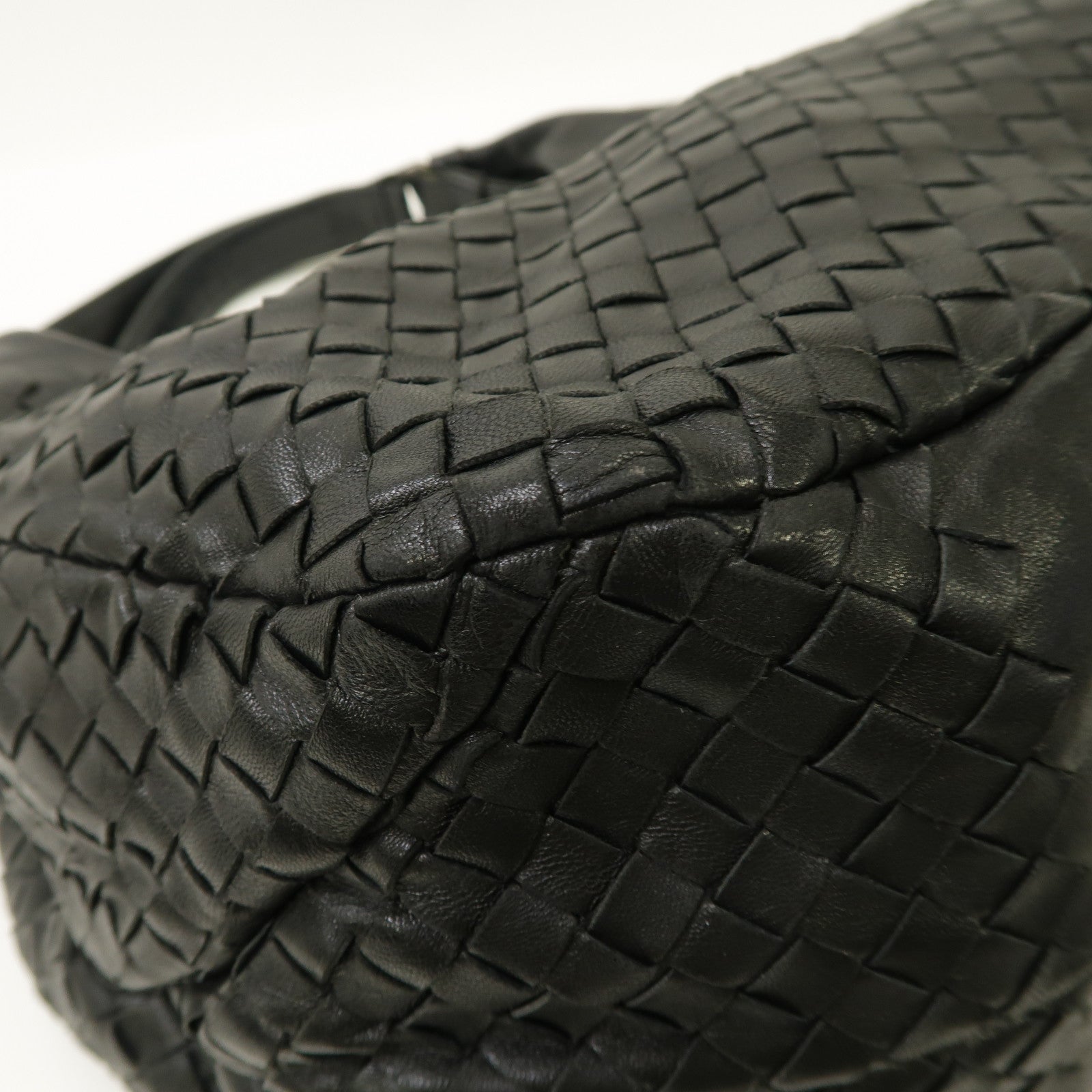 BOTTEGA VENETA 織紋皮革Shoulder Bag銀扣肩背袋黑色