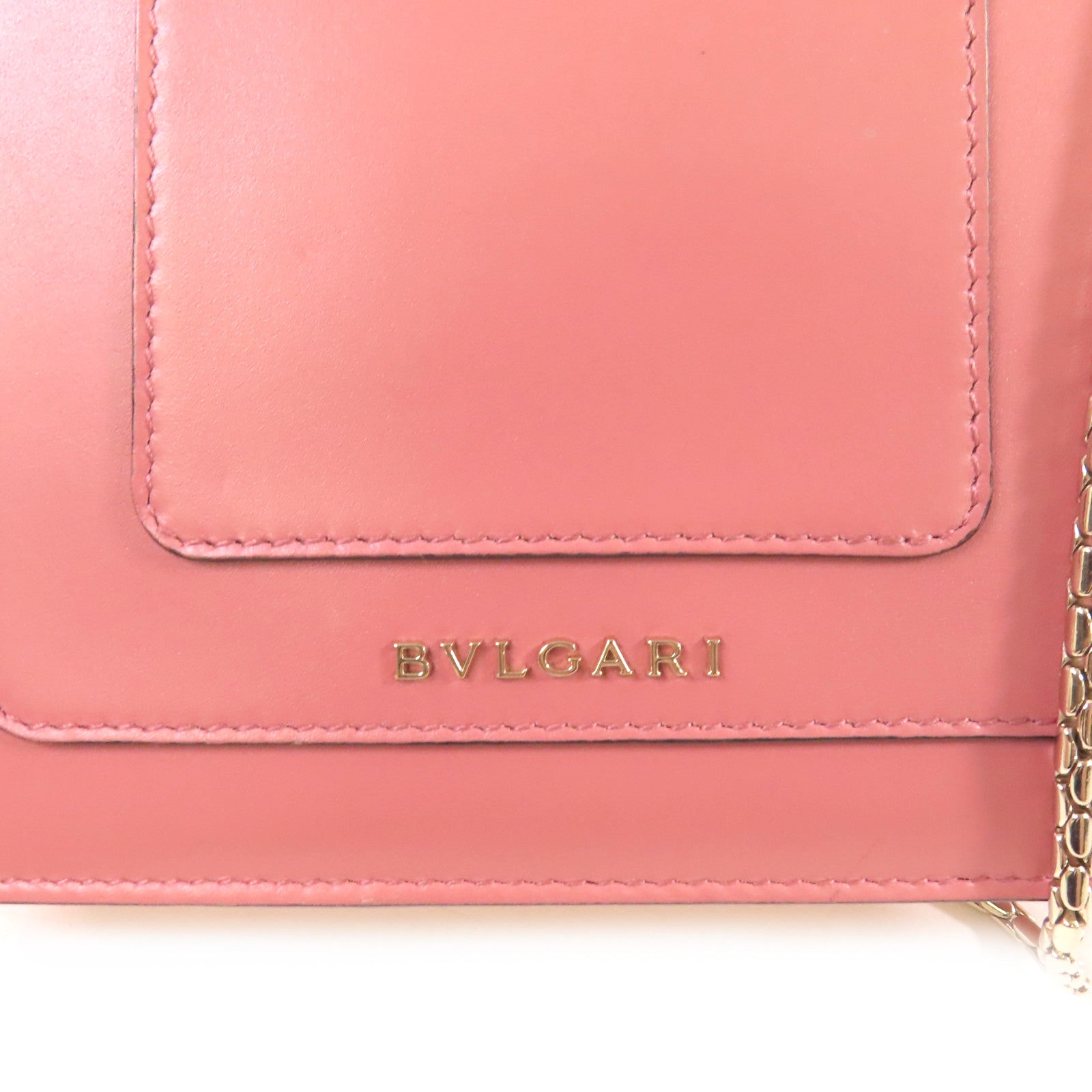 BVLGARI 【激減優惠】牛皮皮革Serpenti Forever Small Shoulder Bag銀扣鏈帶肩背粉紅色