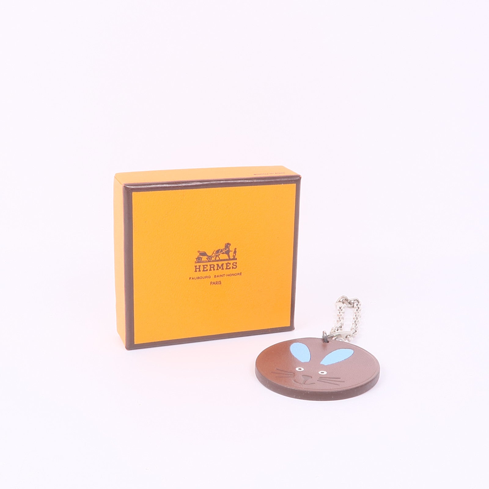 HERMES 皮革Arche De Noe Porte Cles Key Ring銀扣鑰匙圈