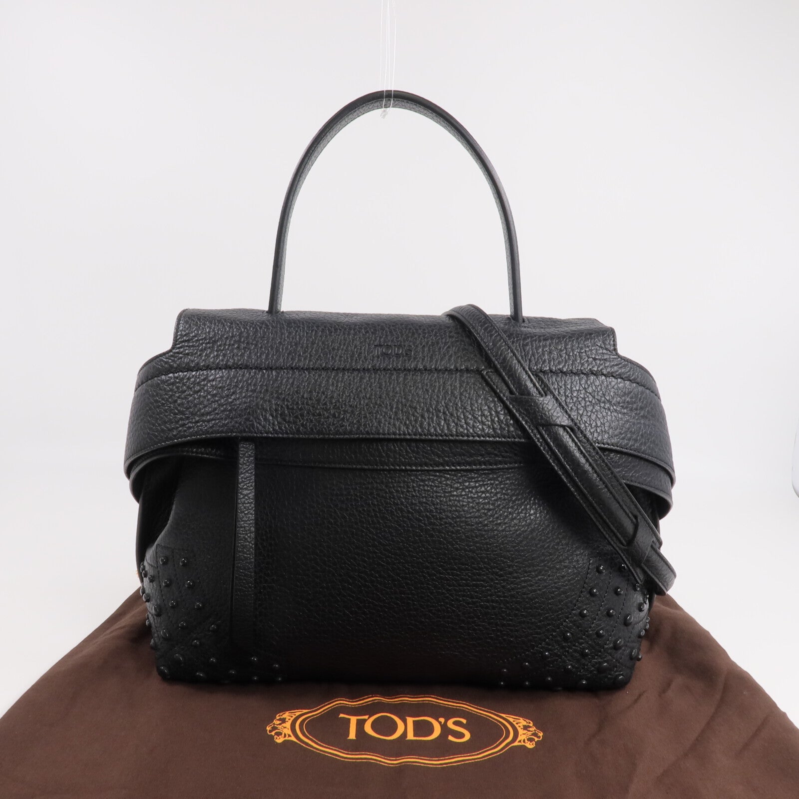 TOD'S 牛皮皮革Wave Bag銀扣手挽肩背兩用袋