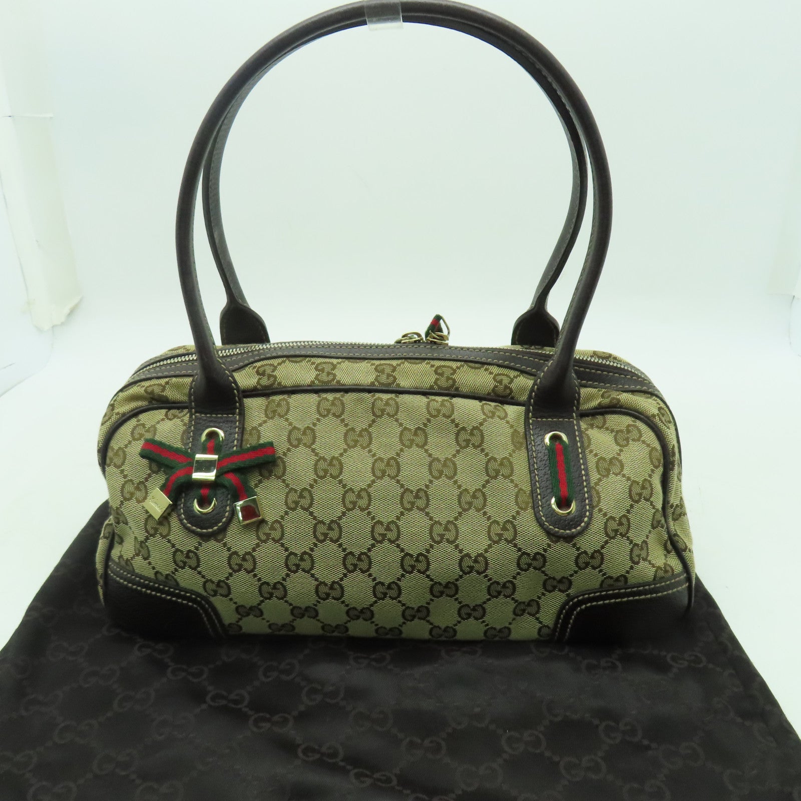 GUCCI 【激減優惠】帆布Shoulder Bag金扣肩背袋啡色