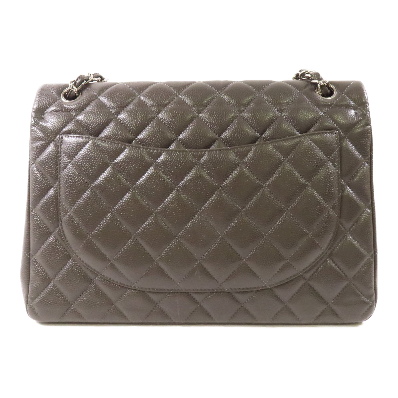 CHANEL 【激減優惠】牛皮皮革Maxi Classic銀扣鏈帶肩背袋