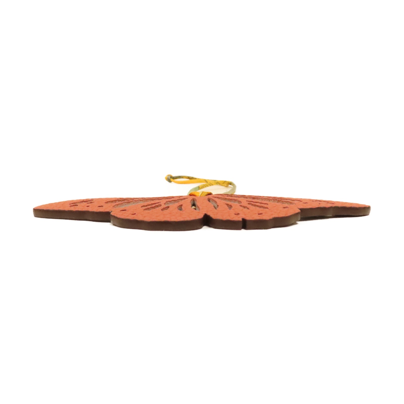 HERMES 牛皮皮革Butterfly Charm掛飾橙色/黑色