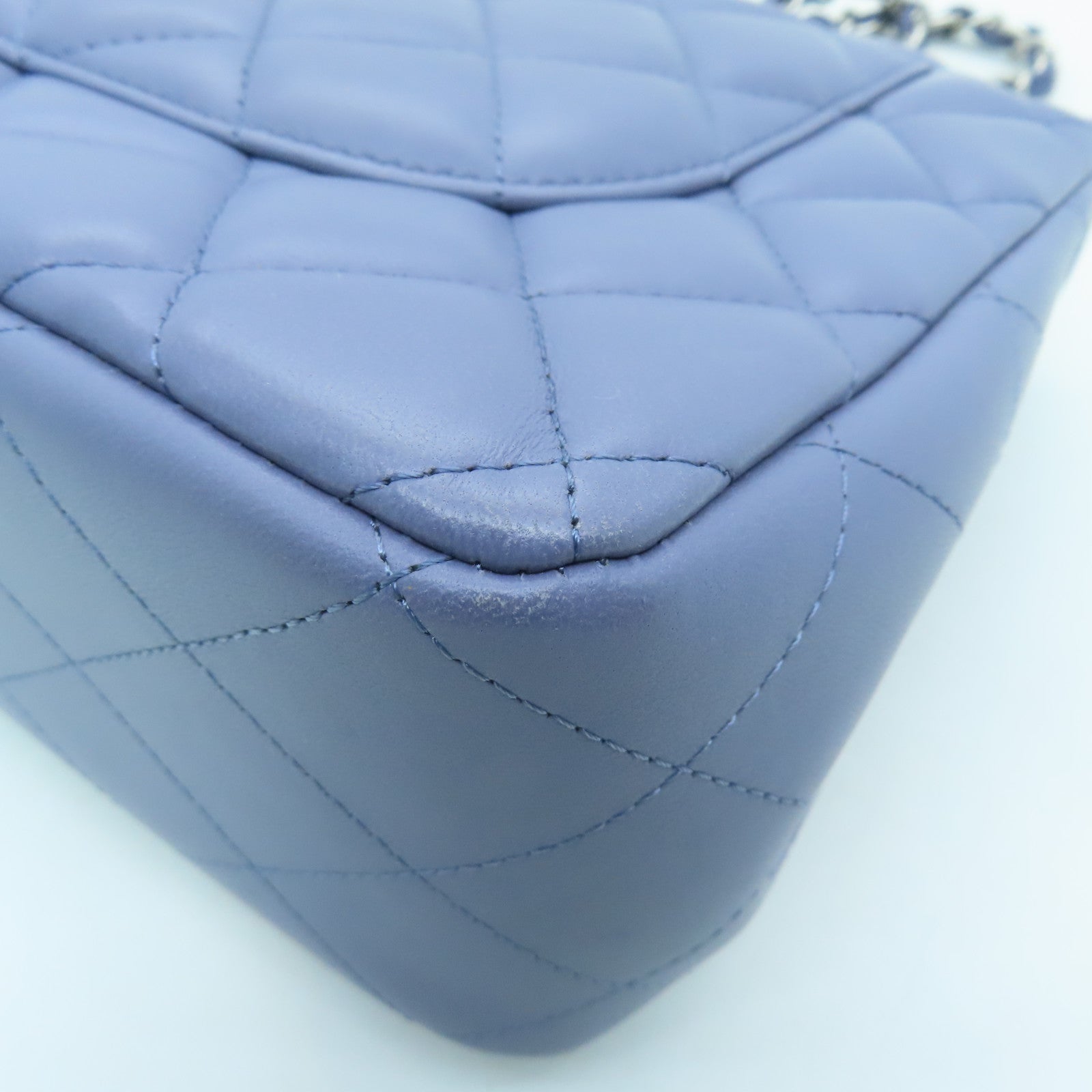 CHANEL Rhombus Sheepskin Leather Chain Shoulder Bag Silver Buckle Handle Chain Belt Shoulder Back Dual-purpose Bag Purple