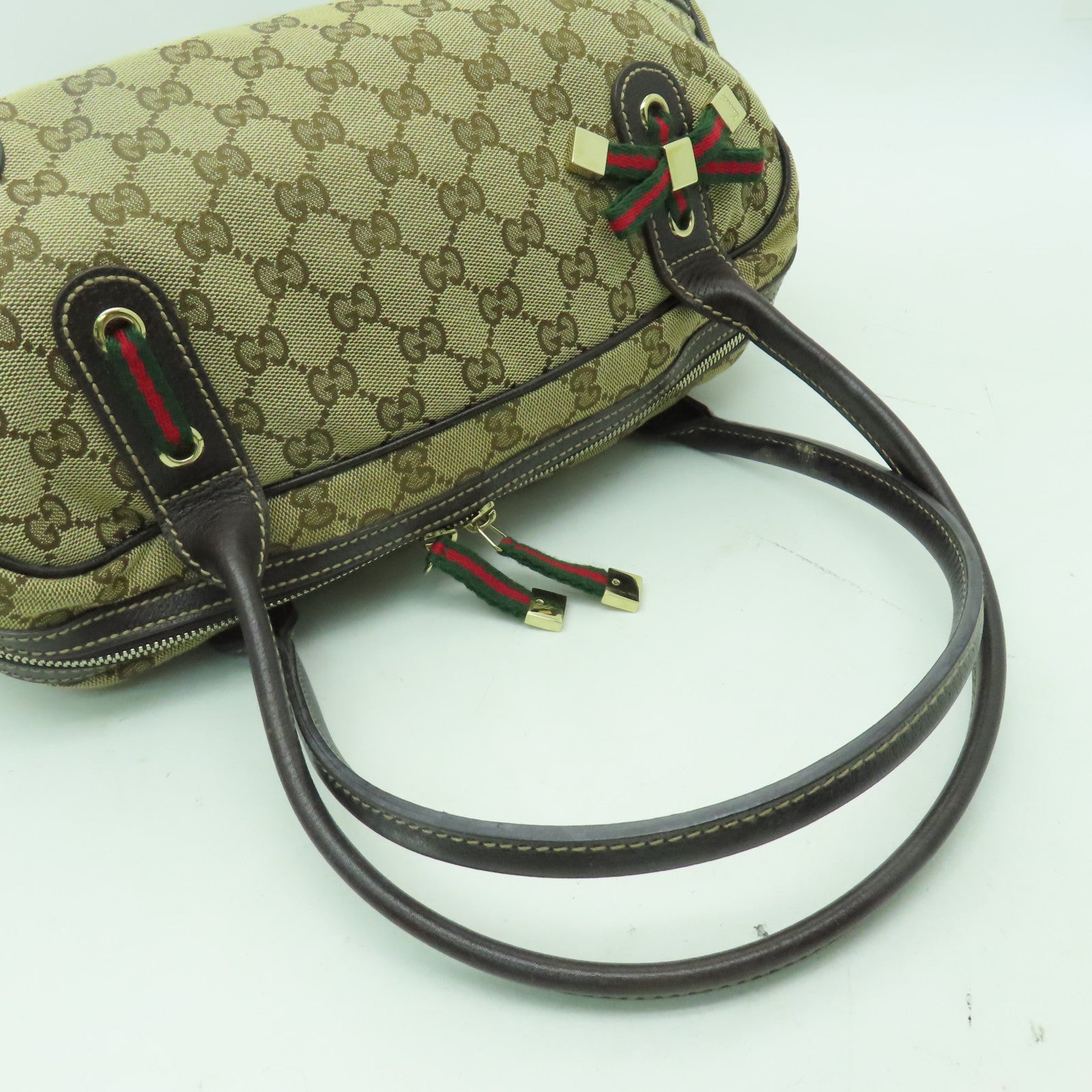 GUCCI 【激減優惠】帆布Shoulder Bag金扣肩背袋啡色