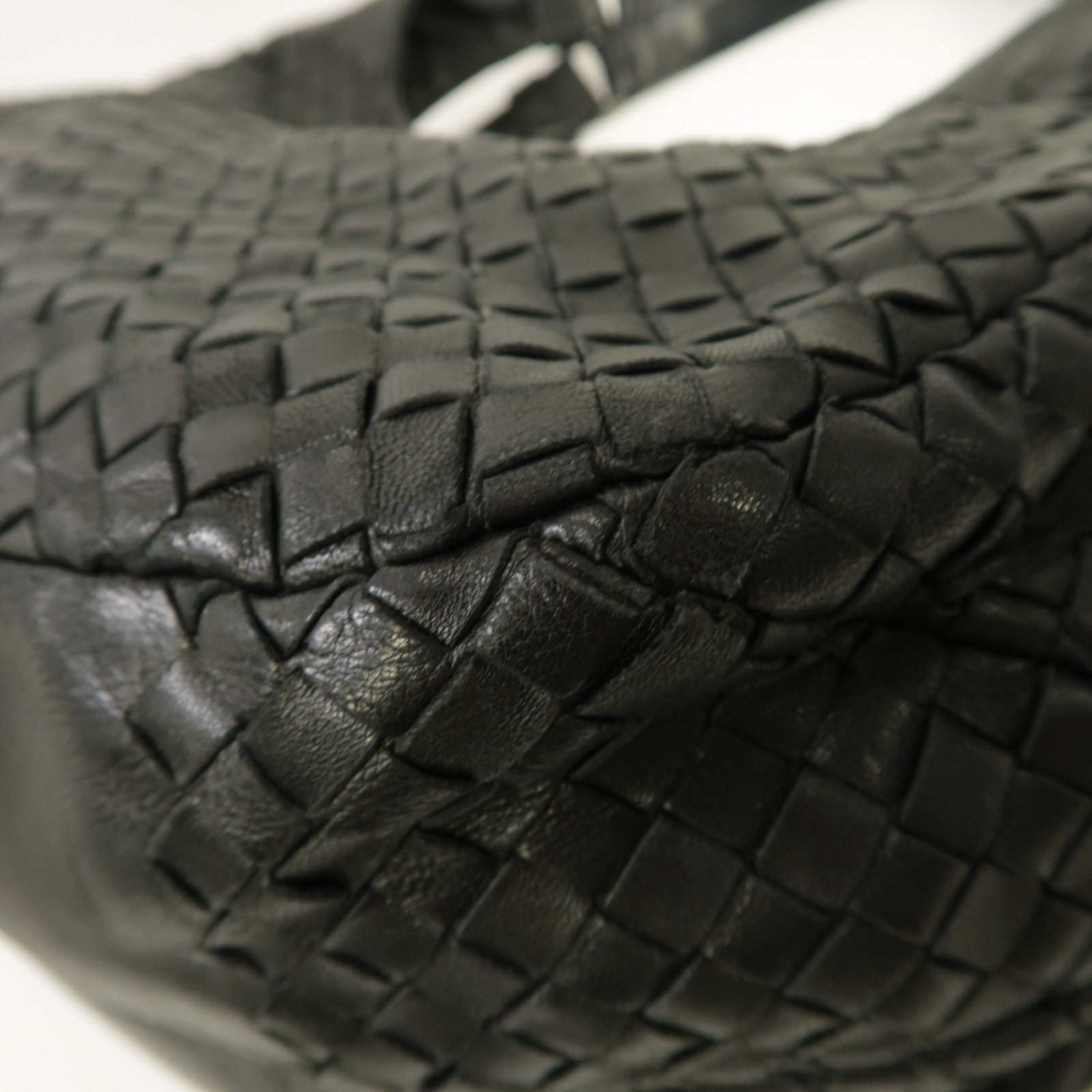 BOTTEGA VENETA 織紋皮革Shoulder Bag銀扣肩背袋黑色
