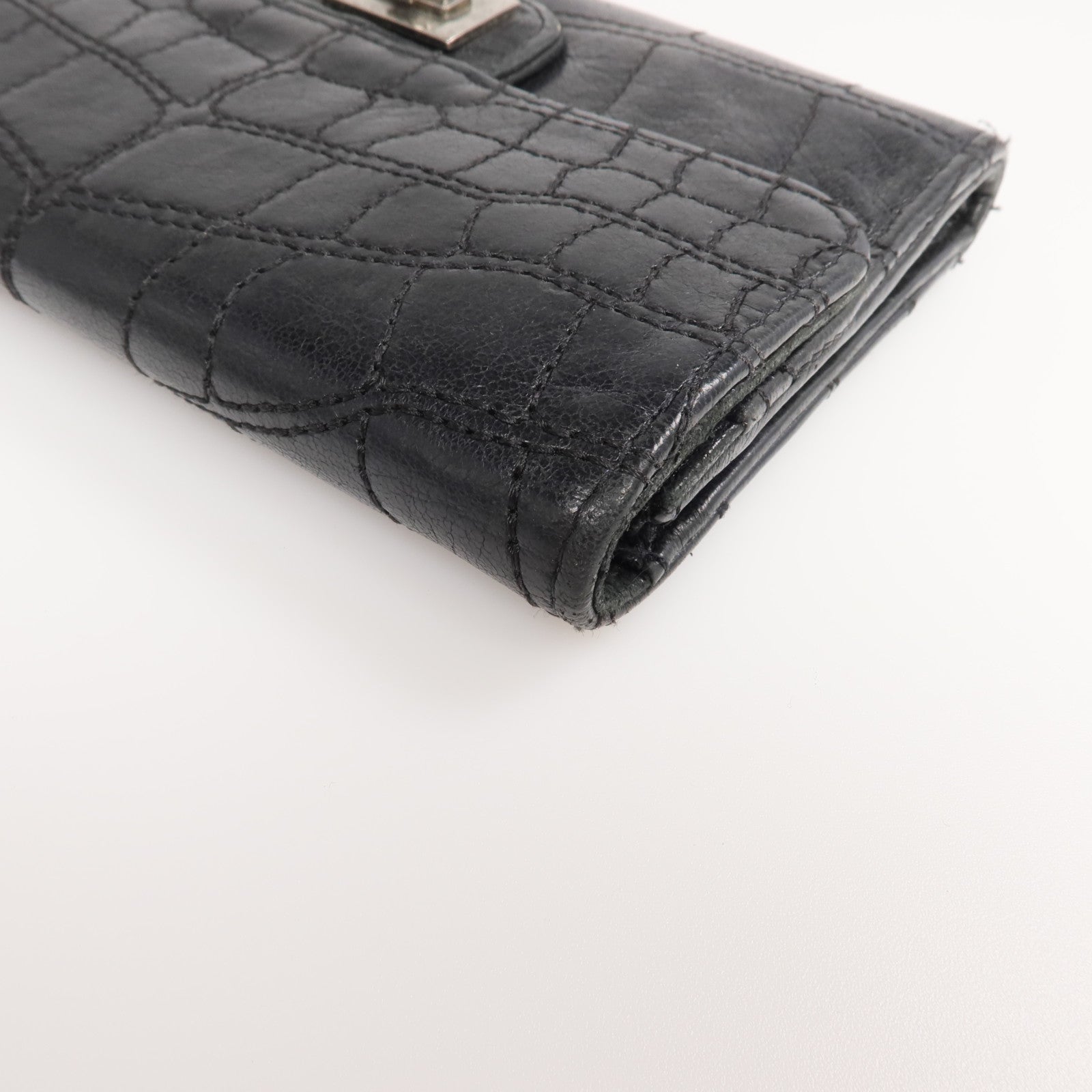 CHANEL 【激減優惠】牛皮皮革2.55 Wallet銀扣錢包