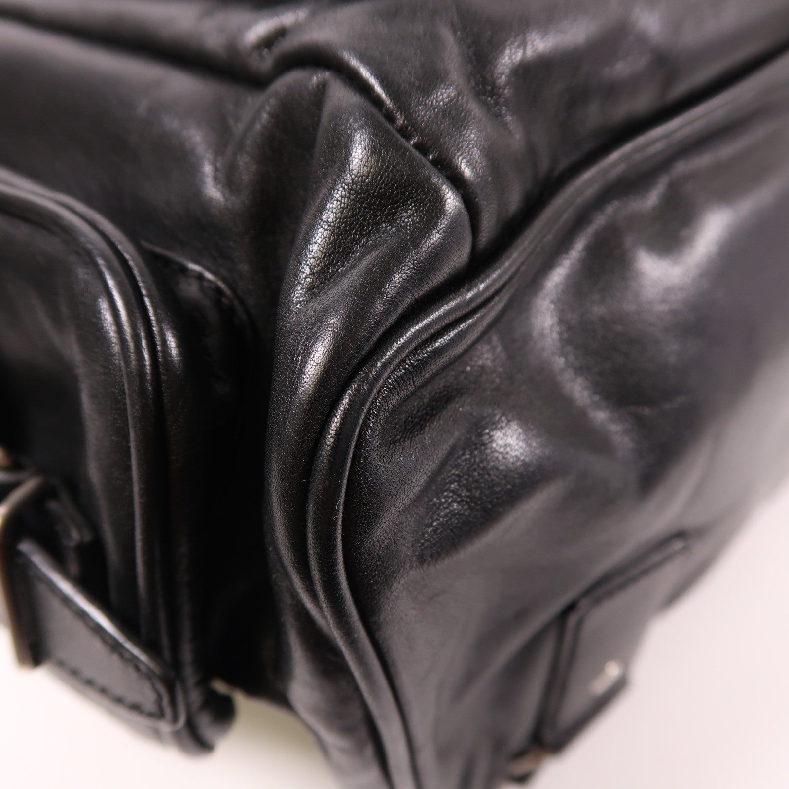 YVES SAINT LAURENT 牛皮皮革Backpack銀扣背包