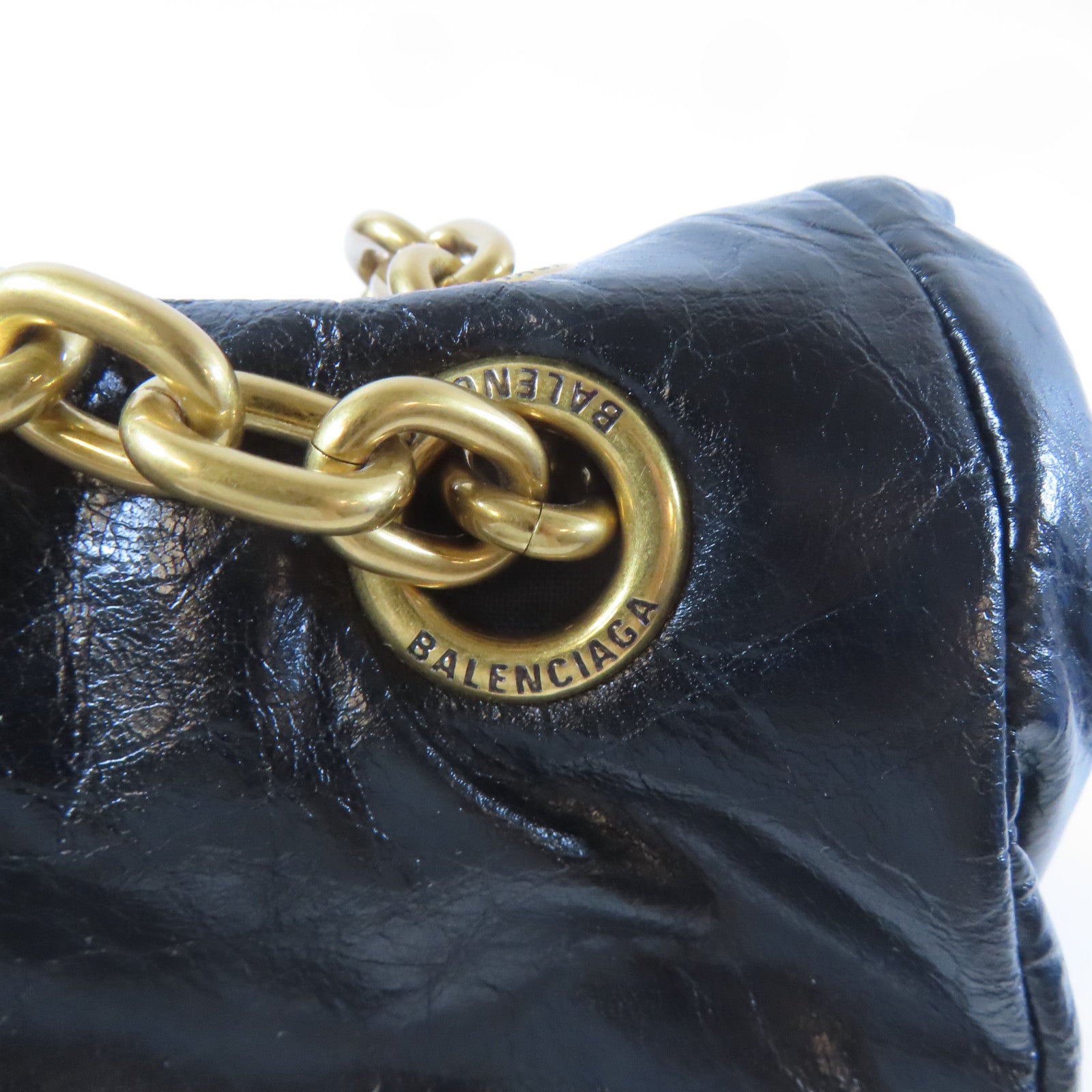 BALENCIAGA 牛皮皮革Monaco金扣鏈帶肩背袋黑色