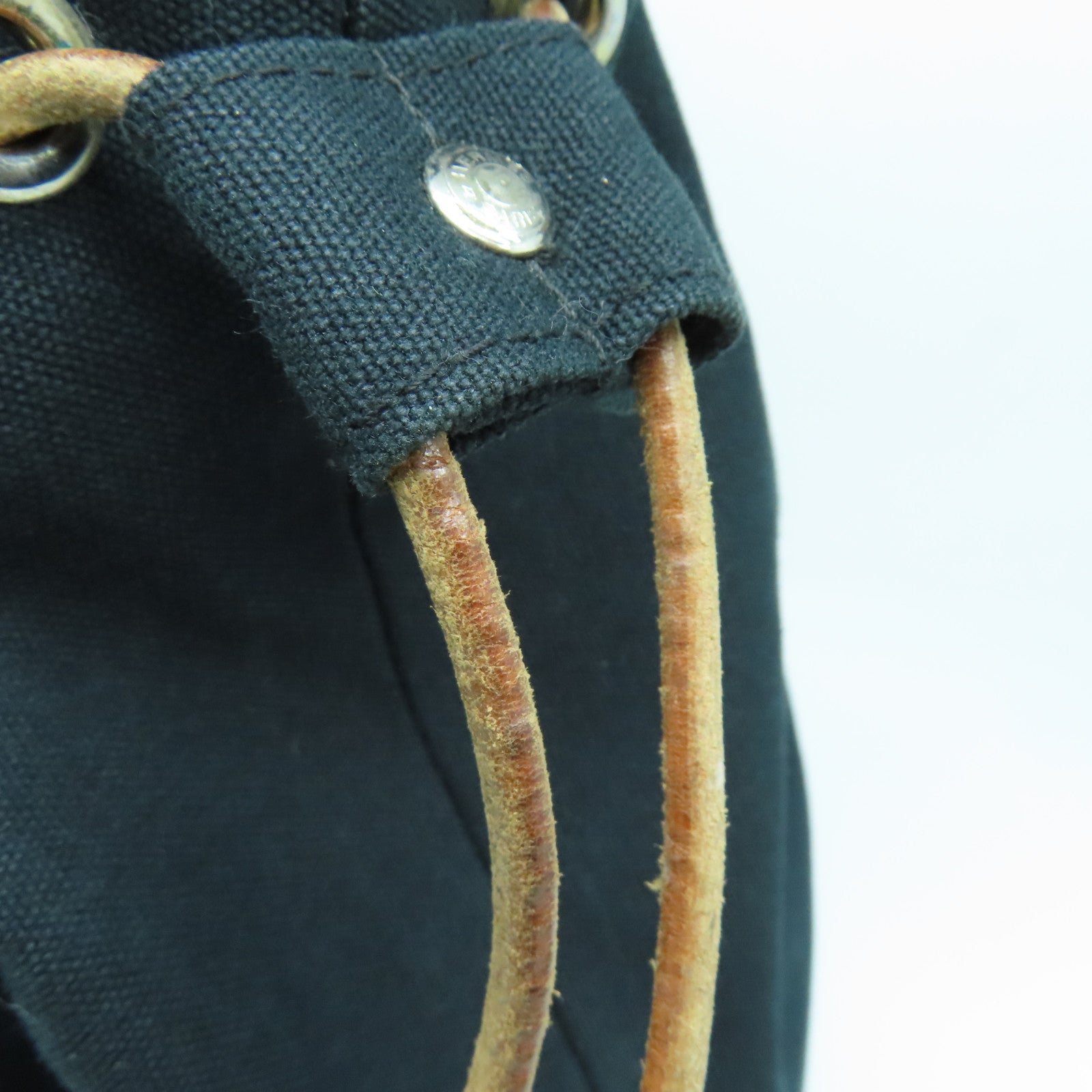 HERMES 【激減優惠】帆布Sac Polochon銀扣背包黑色