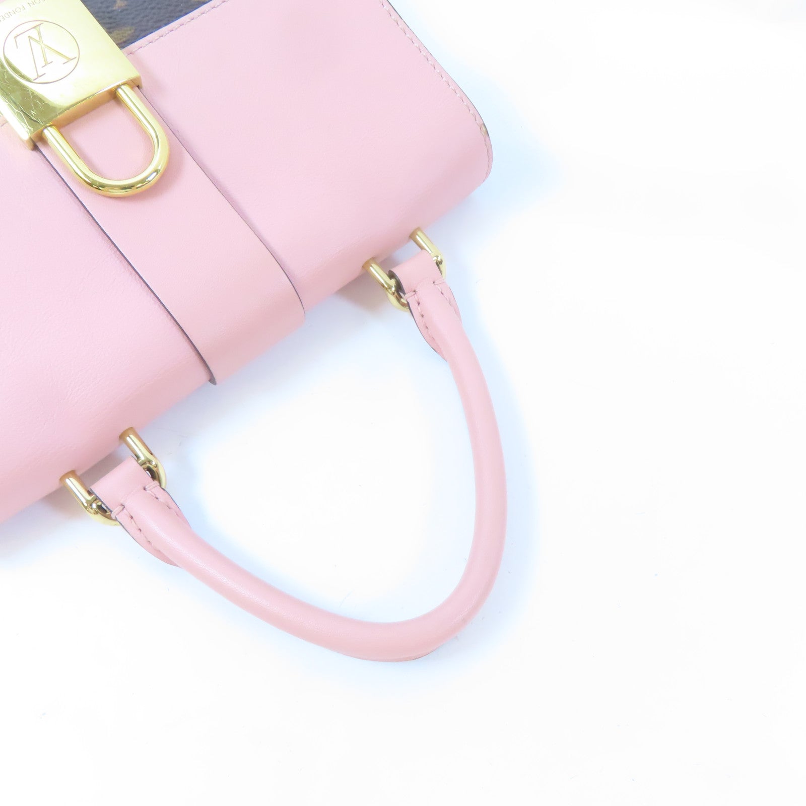 LOUIS VUITTON Monogram Locky BB金扣手挽肩背兩用袋啡色/粉紅色