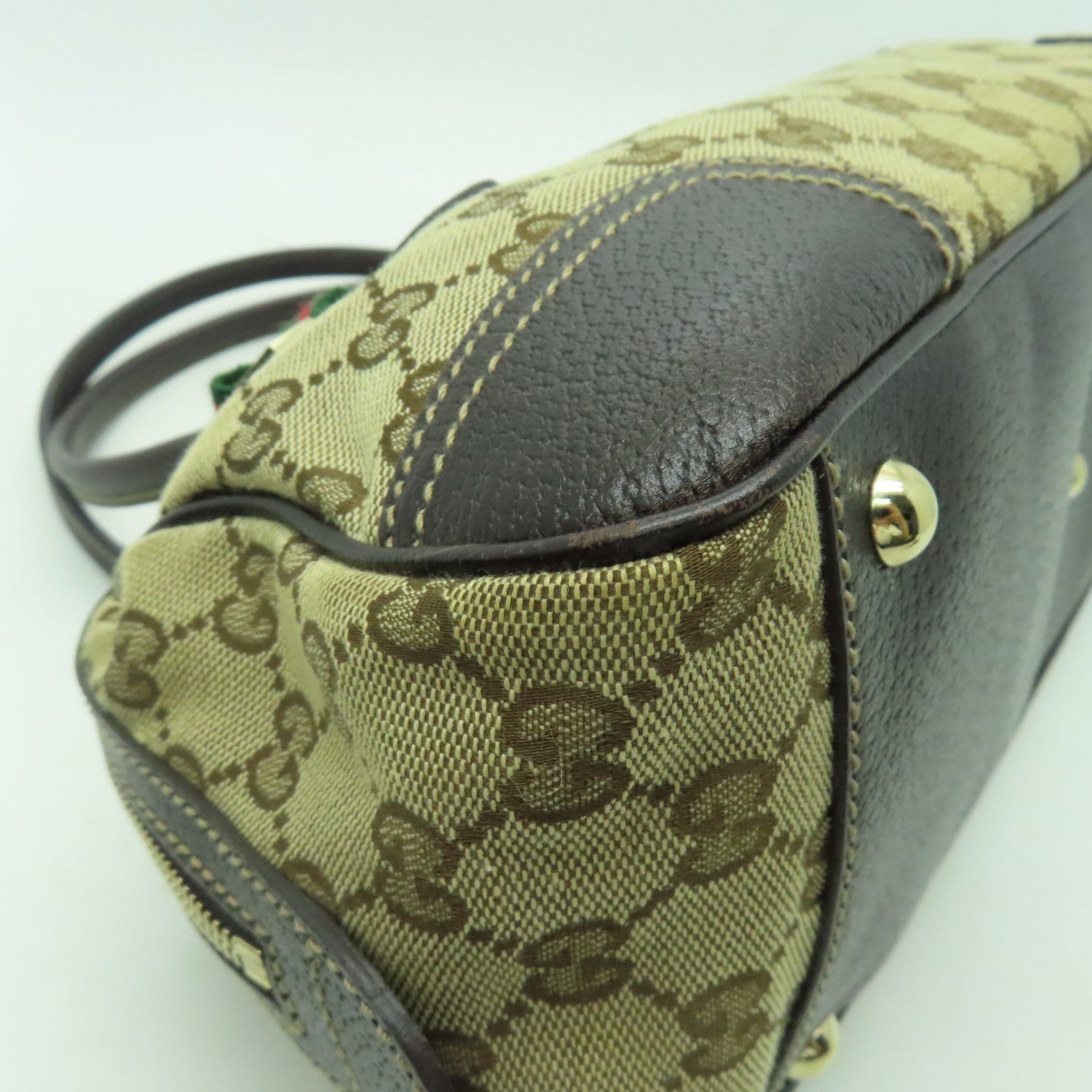 GUCCI 【激減優惠】帆布Shoulder Bag金扣肩背袋啡色