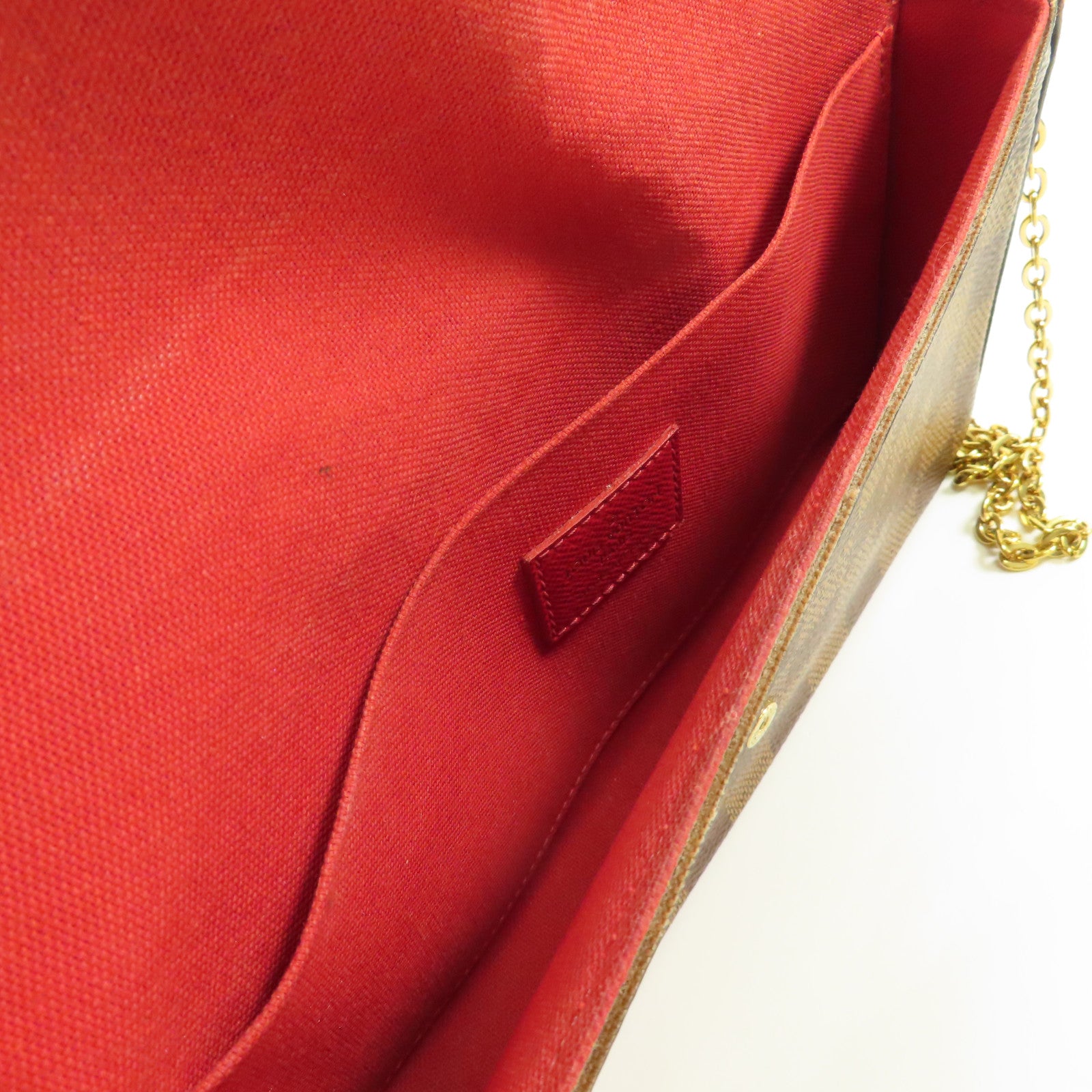 LOUIS VUITTON Damier Felice Pochette金扣鏈帶肩背袋