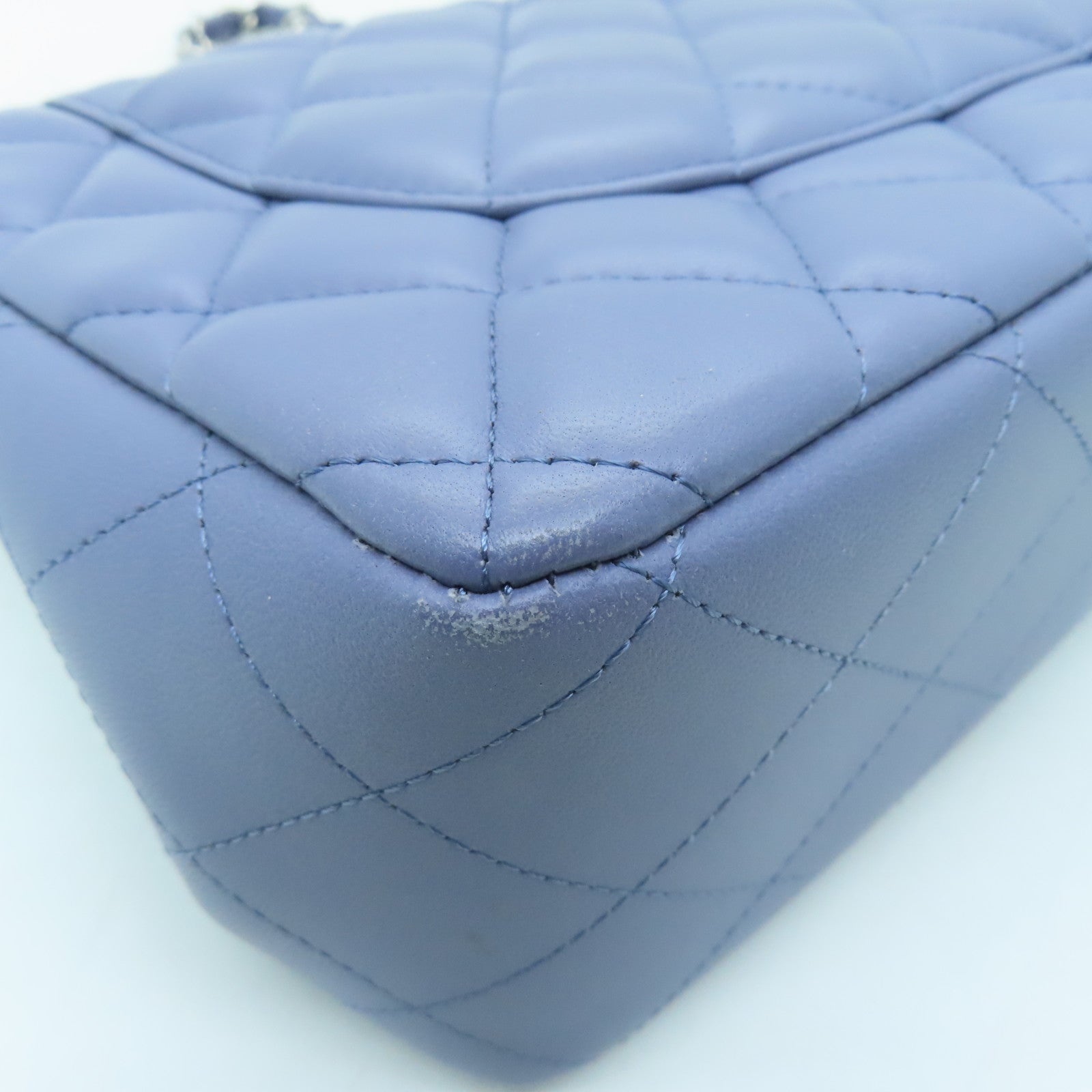 CHANEL Rhombus Sheepskin Leather Chain Shoulder Bag Silver Buckle Handle Chain Belt Shoulder Back Dual-purpose Bag Purple