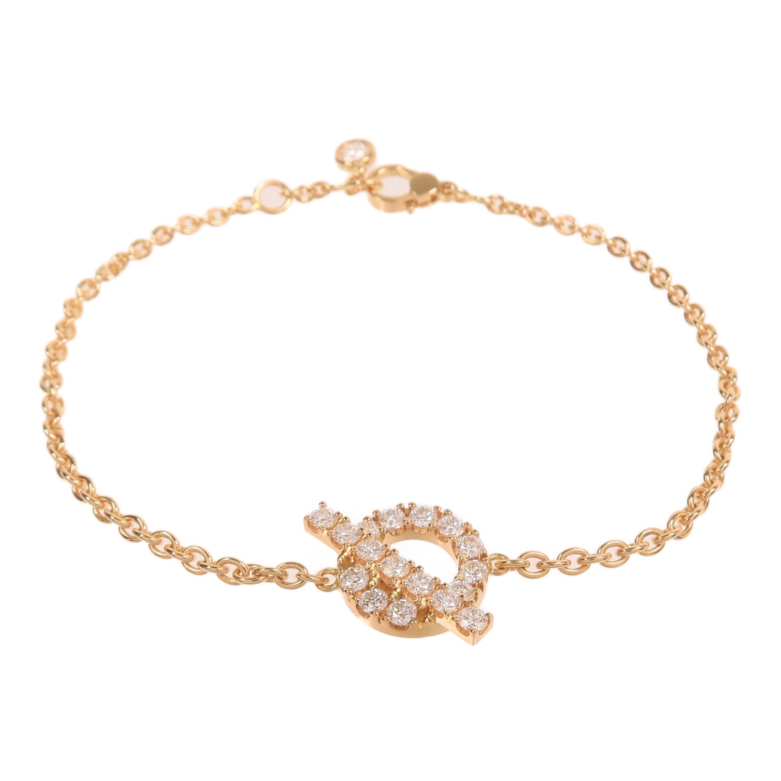 HERMES 18K玫瑰金Finesse Bracelet鑽石手鏈