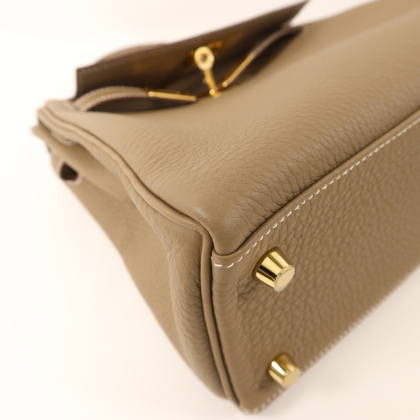 HERMES 【激減優惠】Togo皮革Kelly 25金扣手挽肩背兩用袋Etoupe
