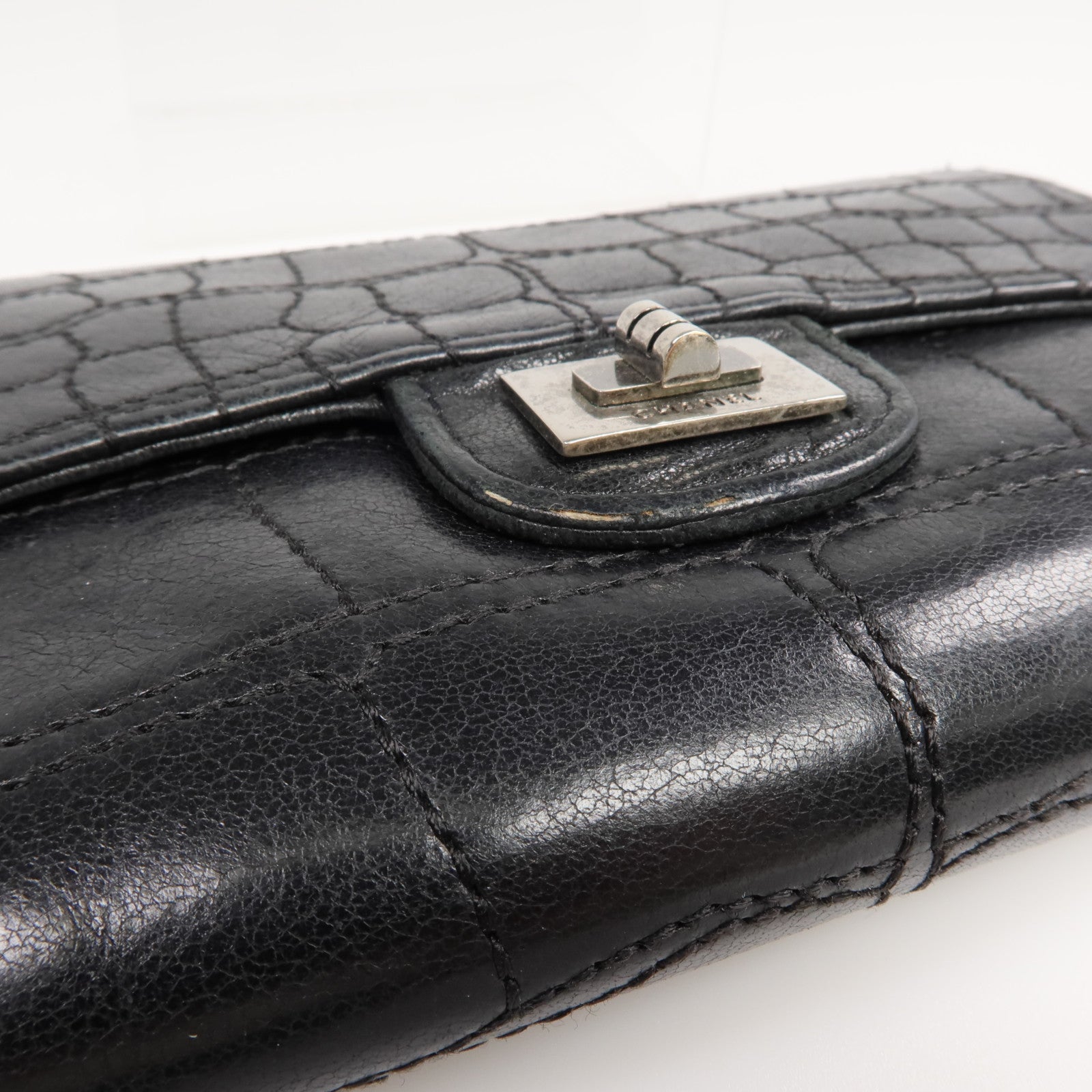 CHANEL 【激減優惠】牛皮皮革2.55 Wallet銀扣錢包