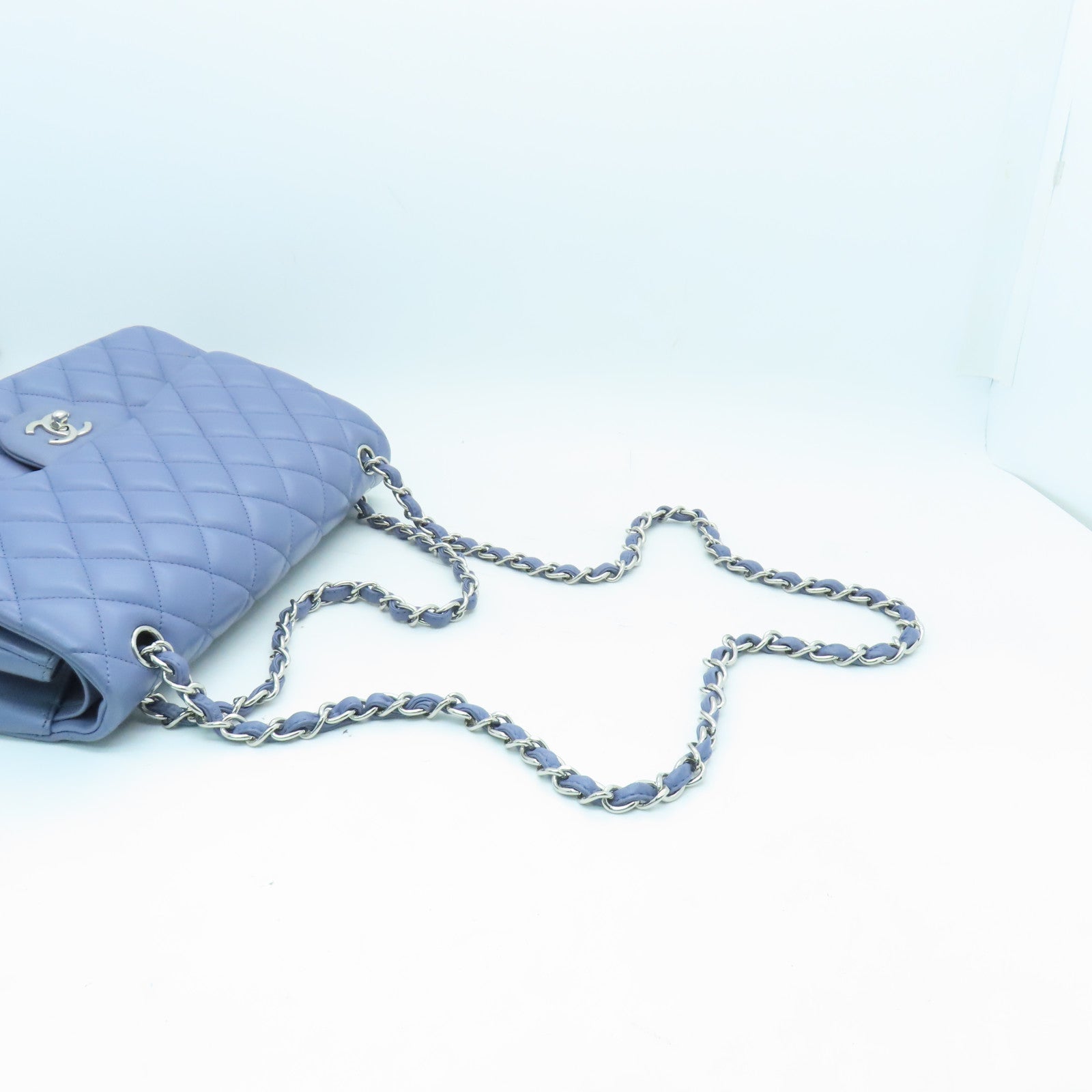 CHANEL Rhombus Sheepskin Leather Chain Shoulder Bag Silver Buckle Handle Chain Belt Shoulder Back Dual-purpose Bag Purple