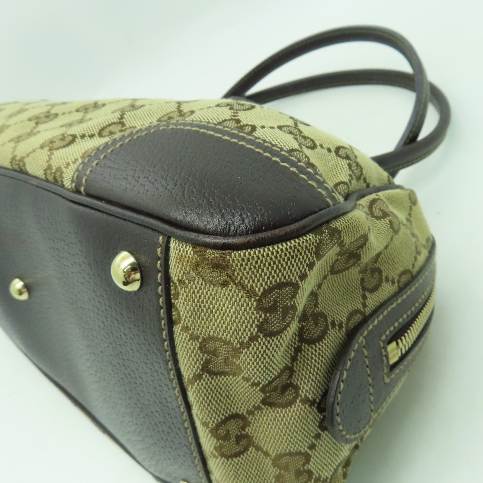GUCCI 【激減優惠】帆布Shoulder Bag金扣肩背袋啡色