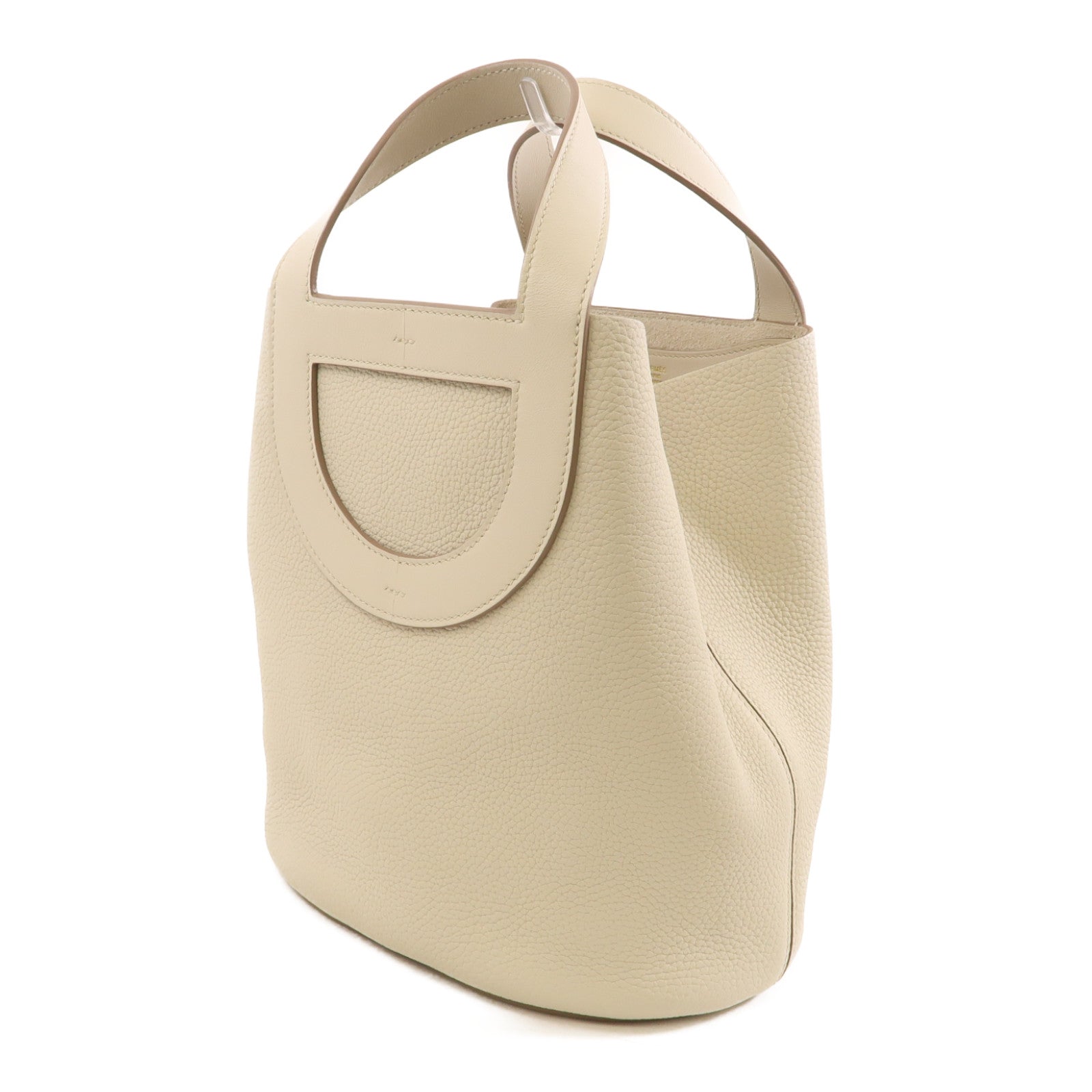 HERMES Clemence皮革In The Loop 23金扣手挽袋Benton/白色