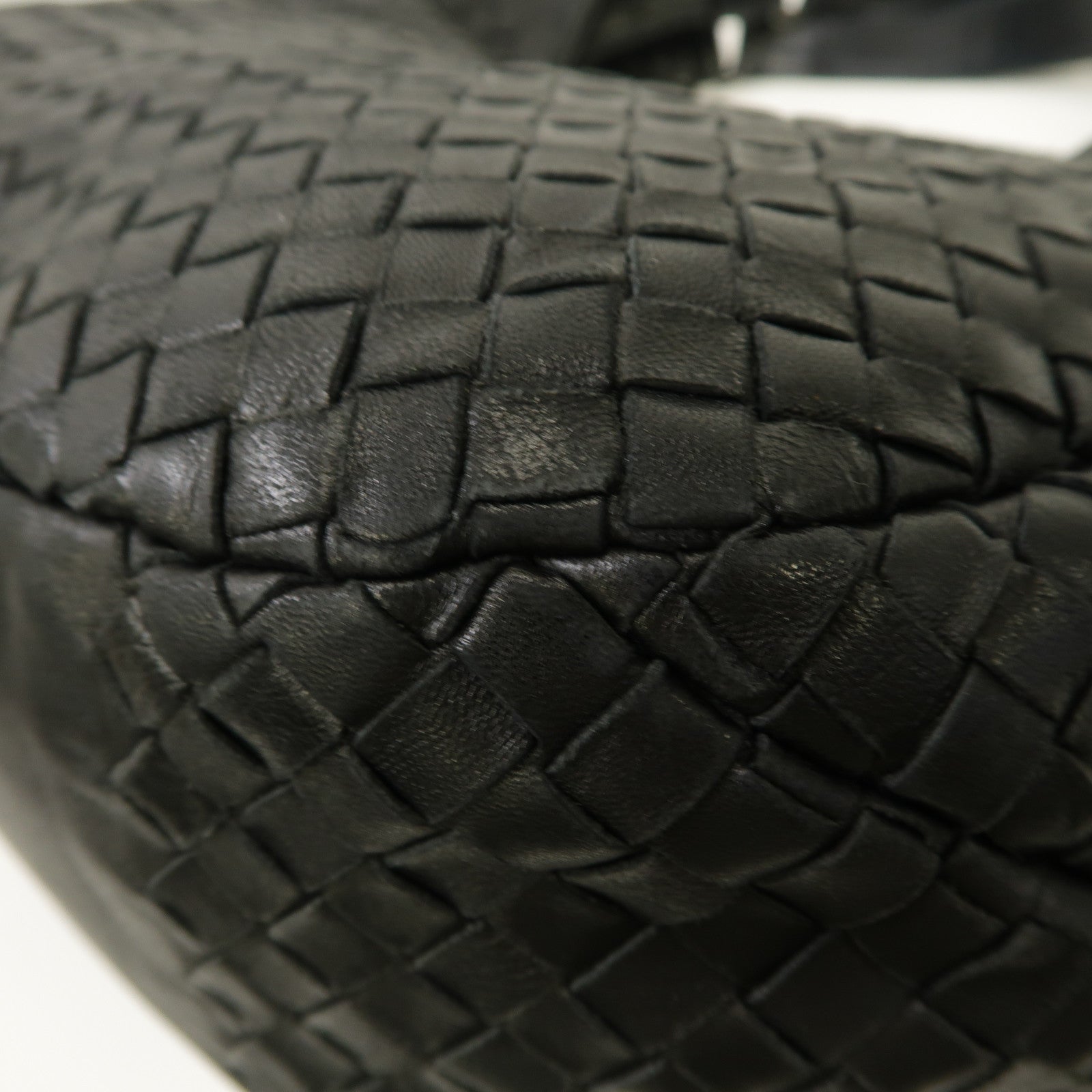 BOTTEGA VENETA 織紋皮革Shoulder Bag銀扣肩背袋黑色